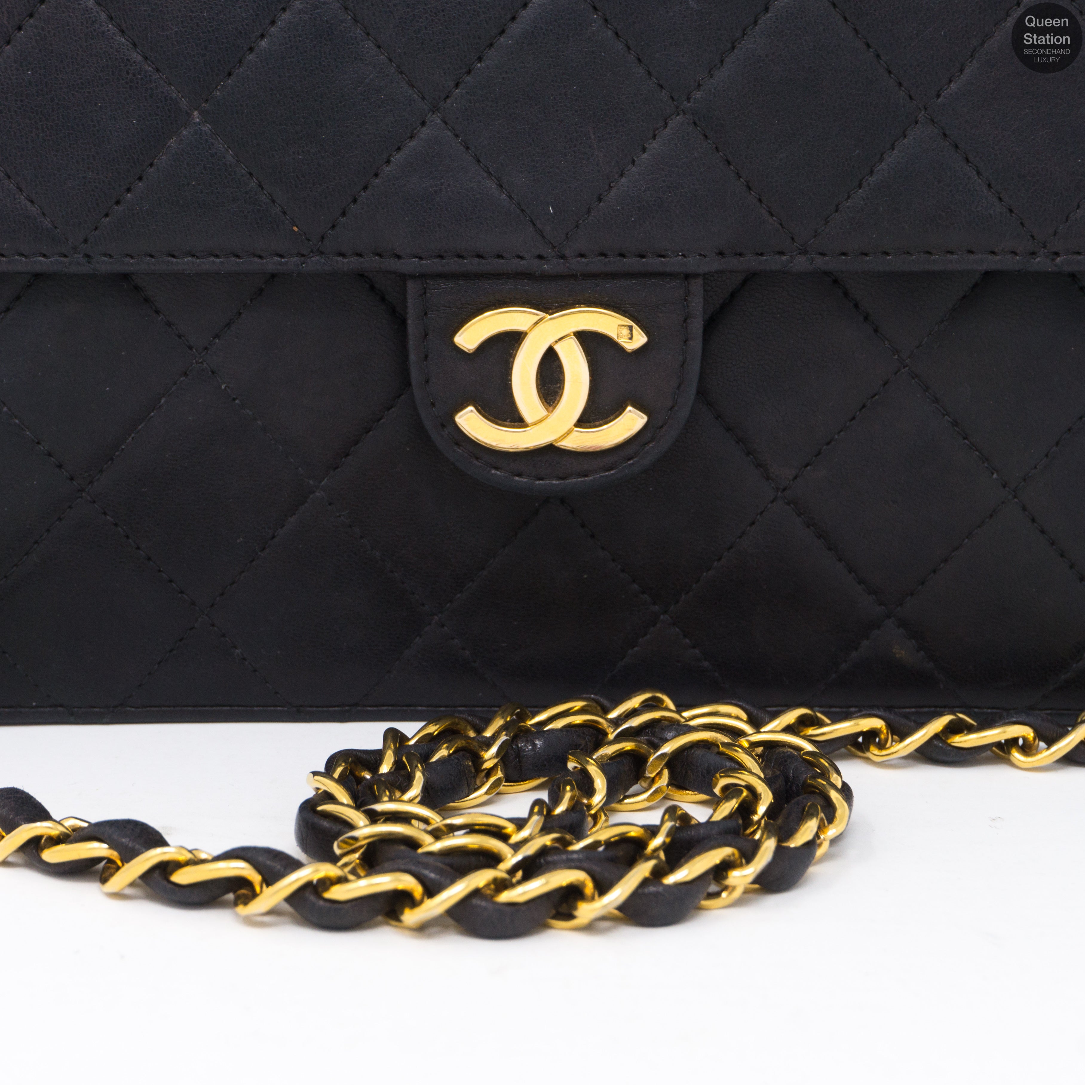 Single Flap Black Lambskin Bag