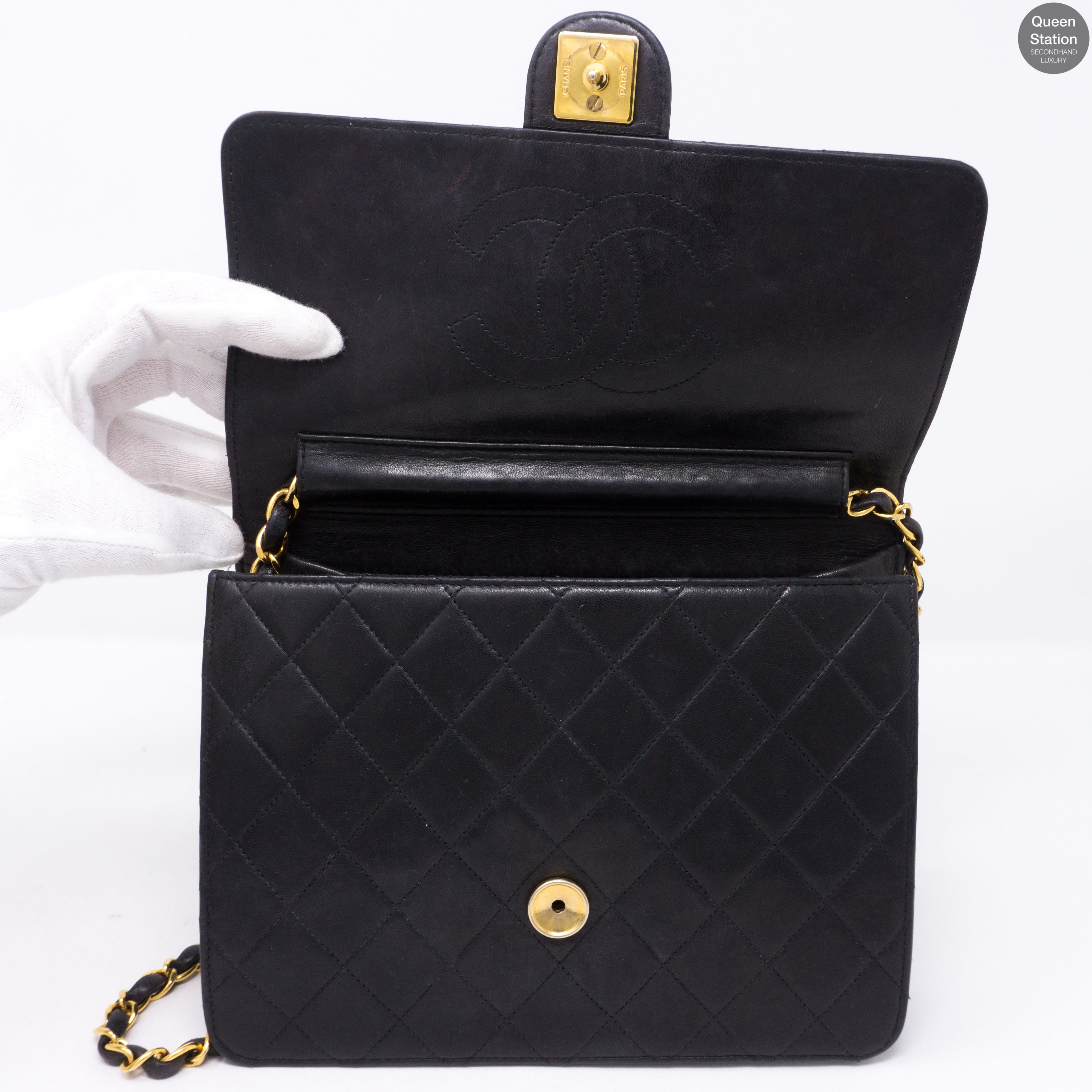 Single Flap Black Lambskin Bag