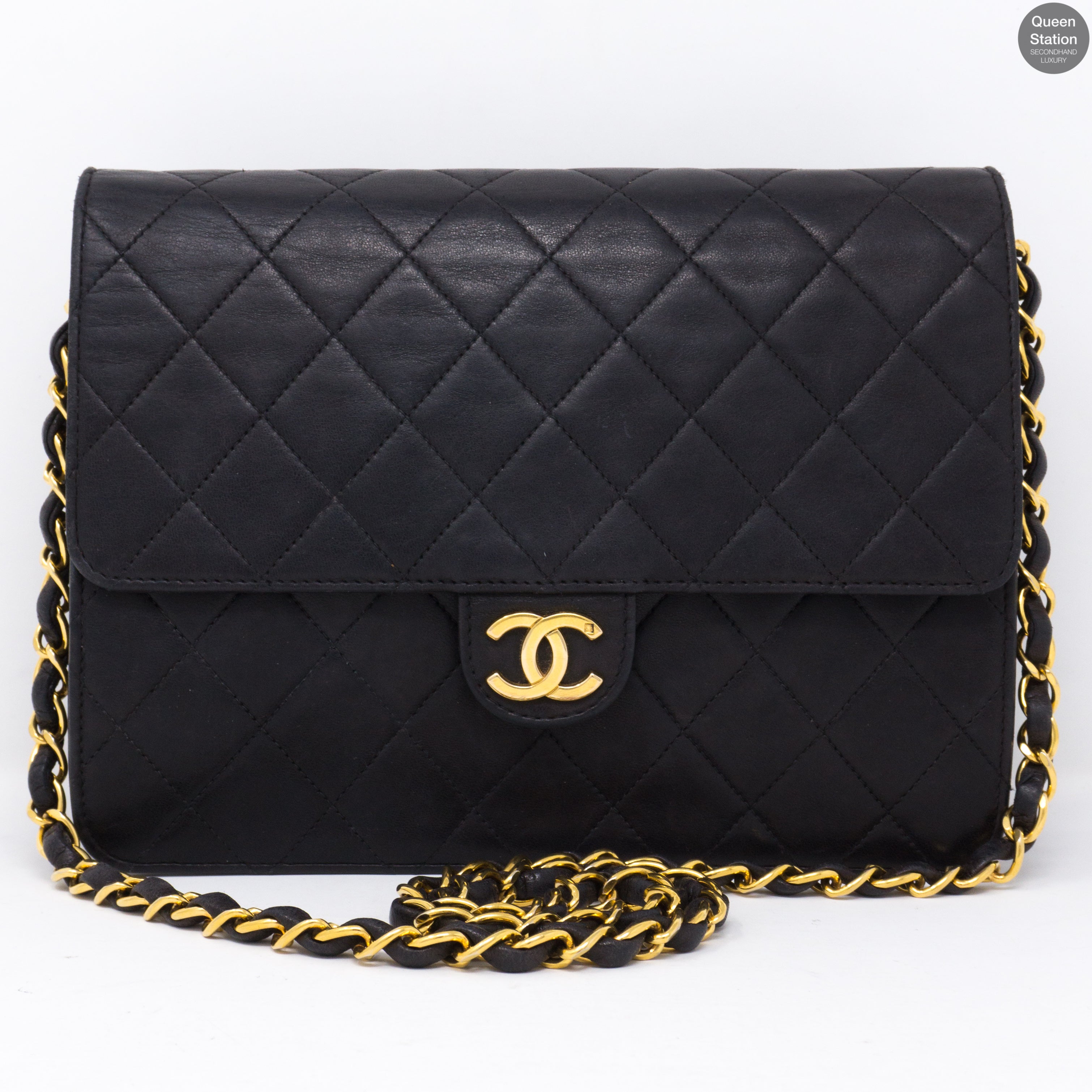 Single Flap Black Lambskin Bag