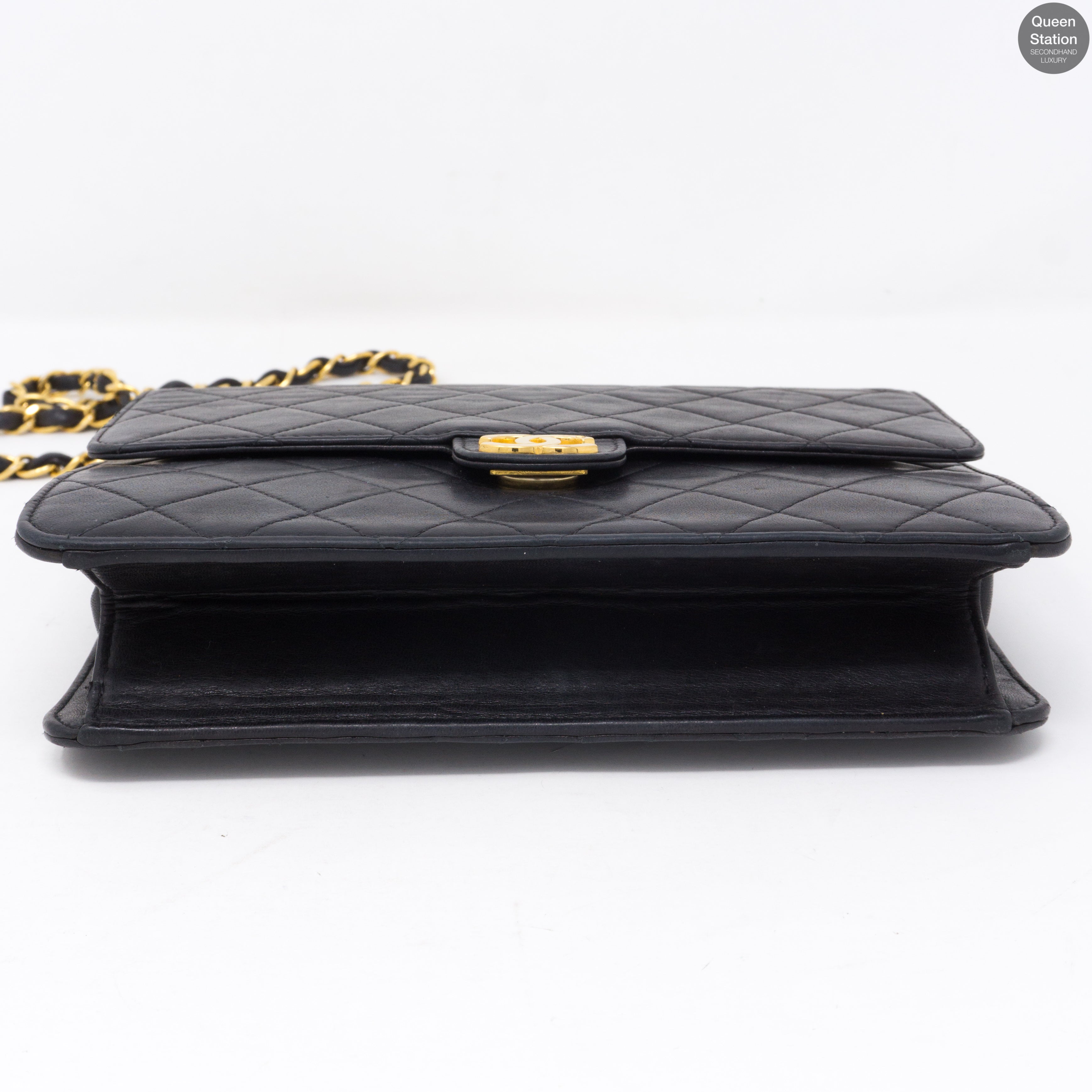 Single Flap Black Lambskin Bag