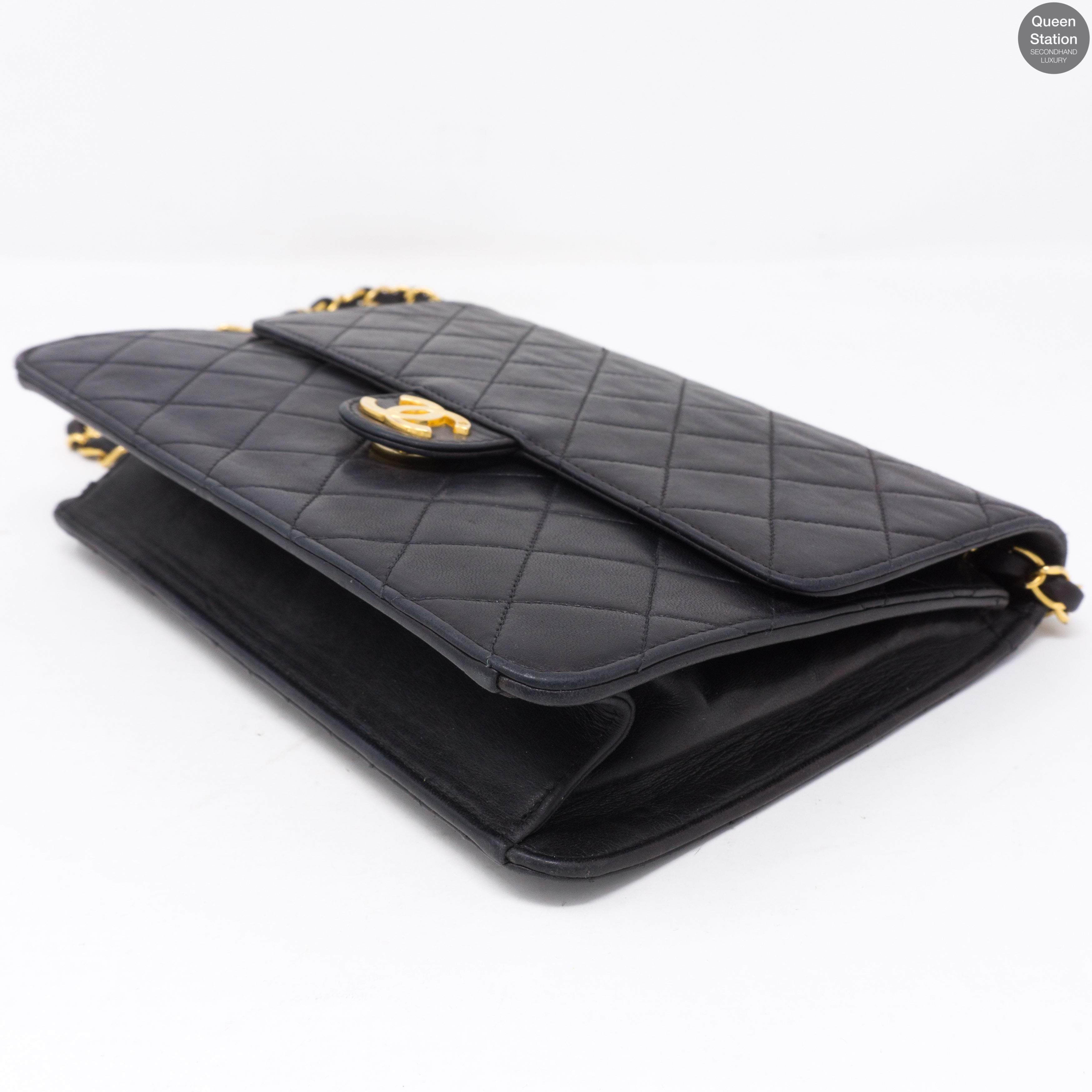 Single Flap Black Lambskin Bag