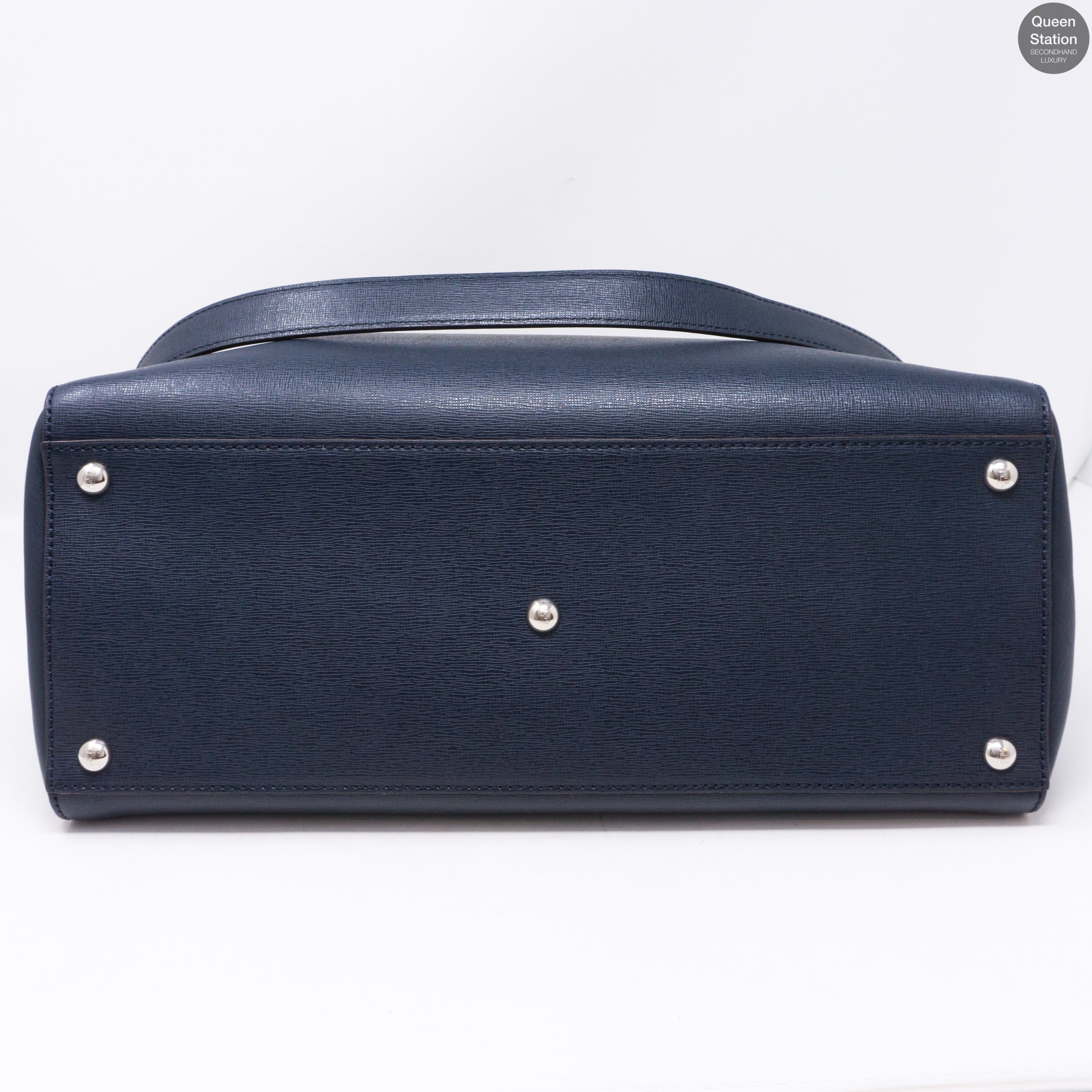 2Jours Medium Navy Leather Tote