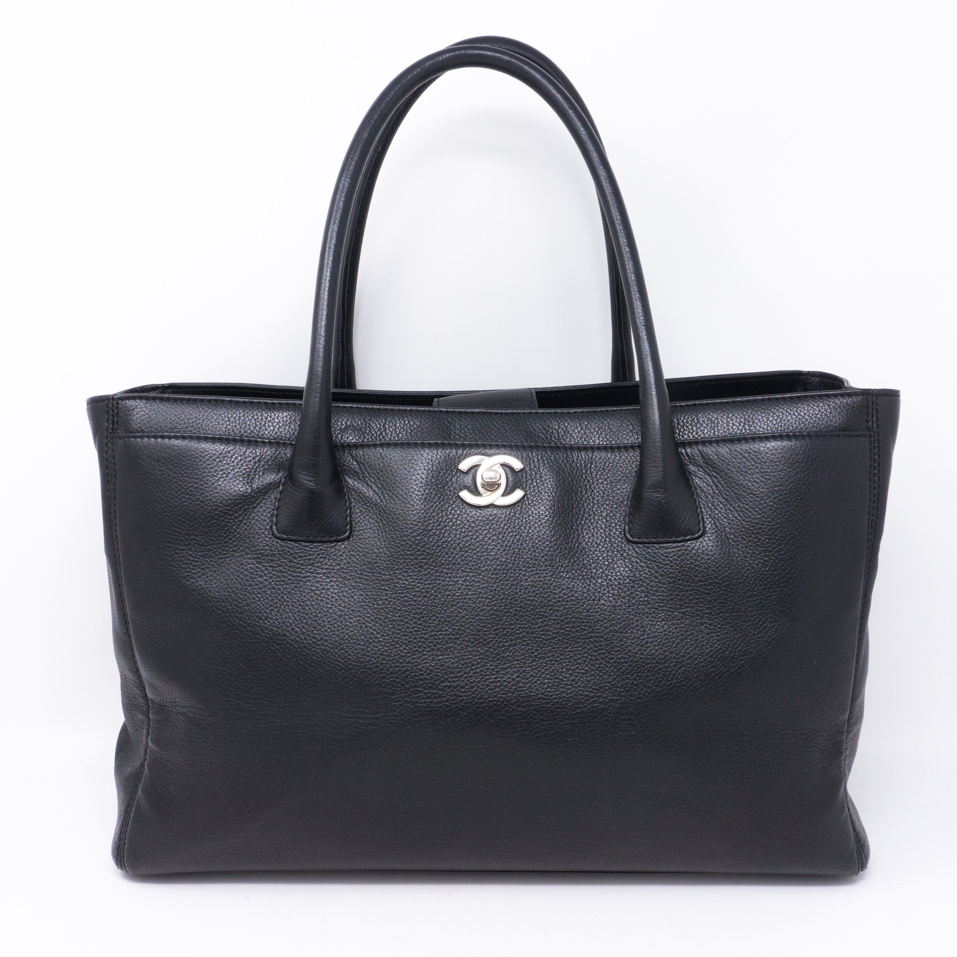 Executive Cerf Black Leather Tote