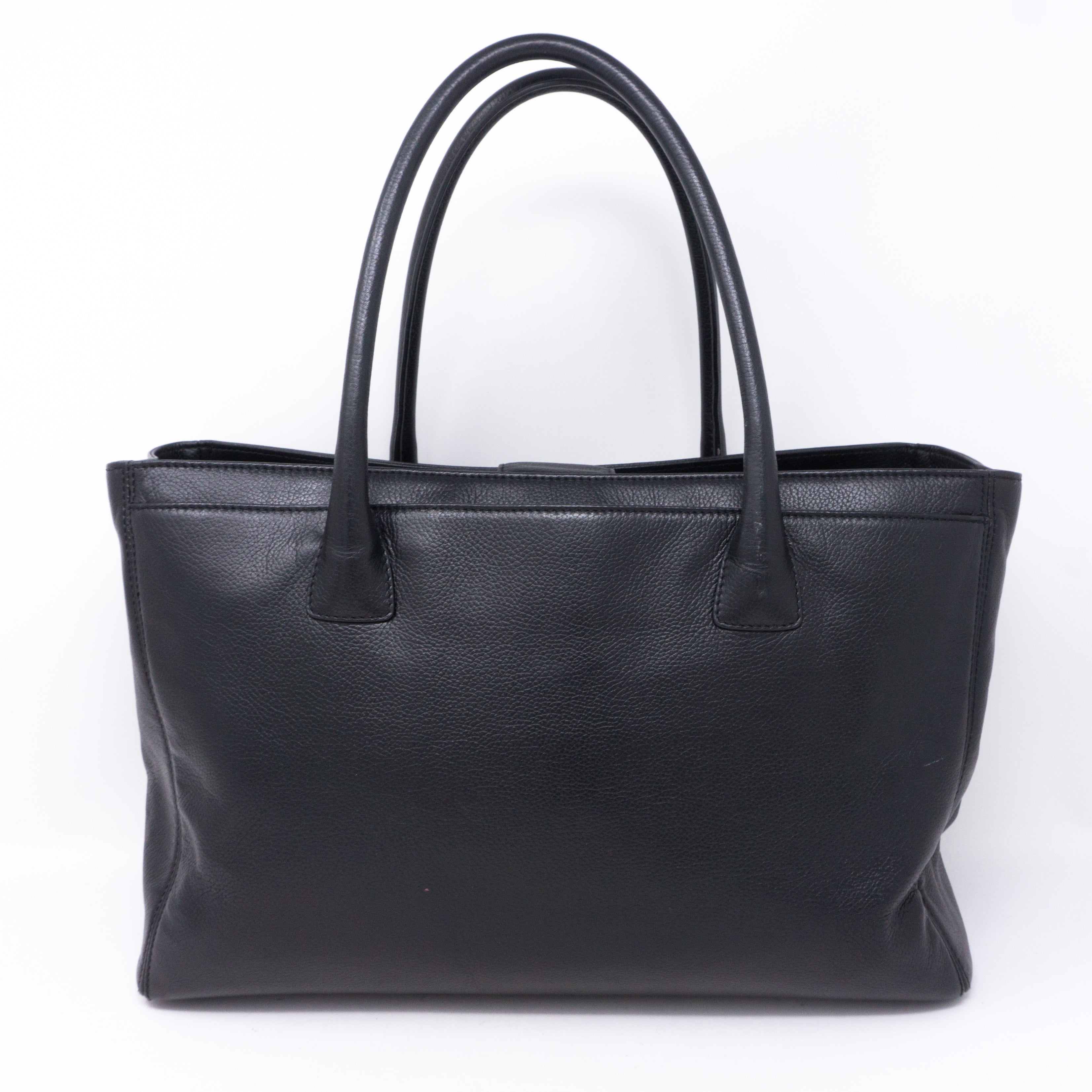 Executive Cerf Black Leather Tote