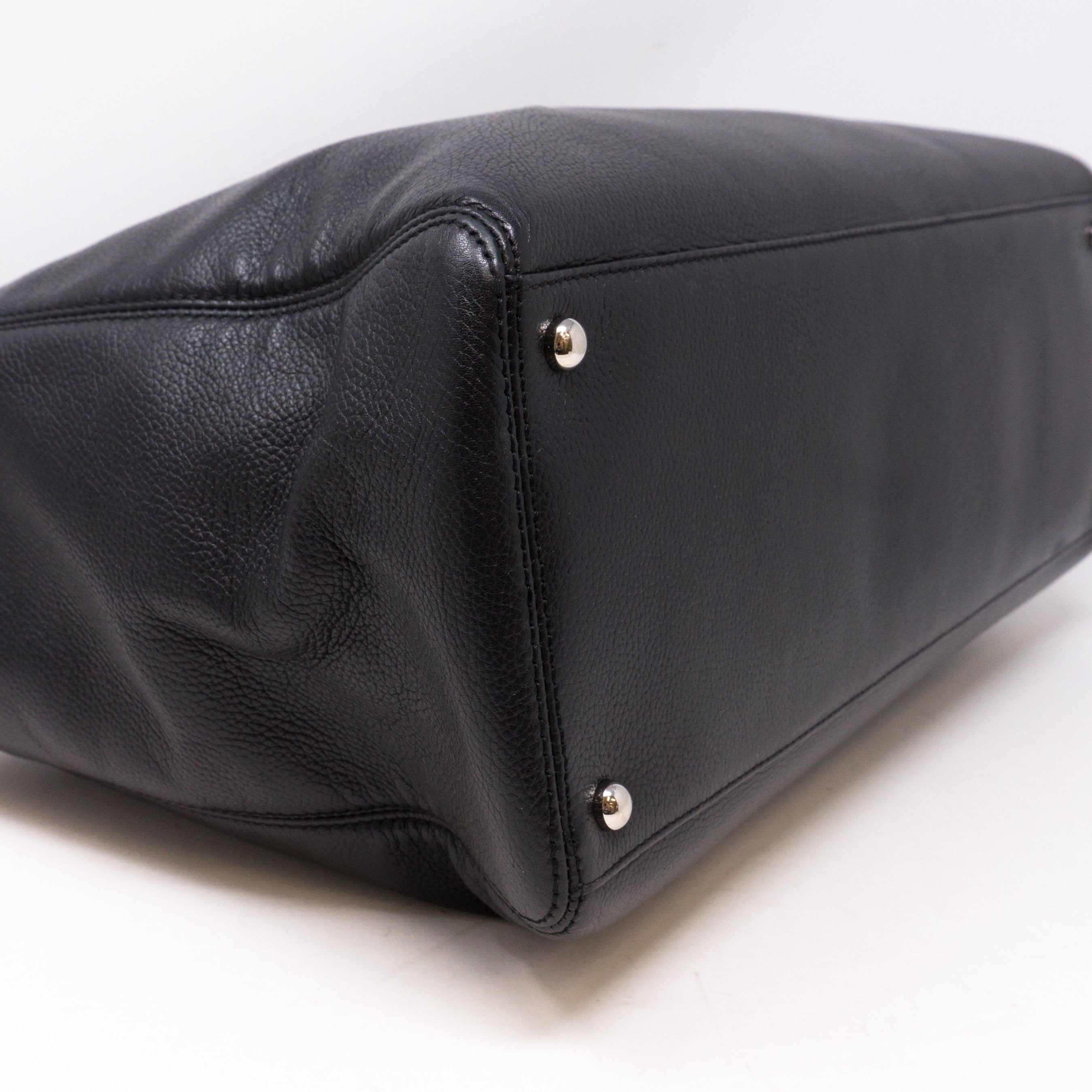 Executive Cerf Black Leather Tote