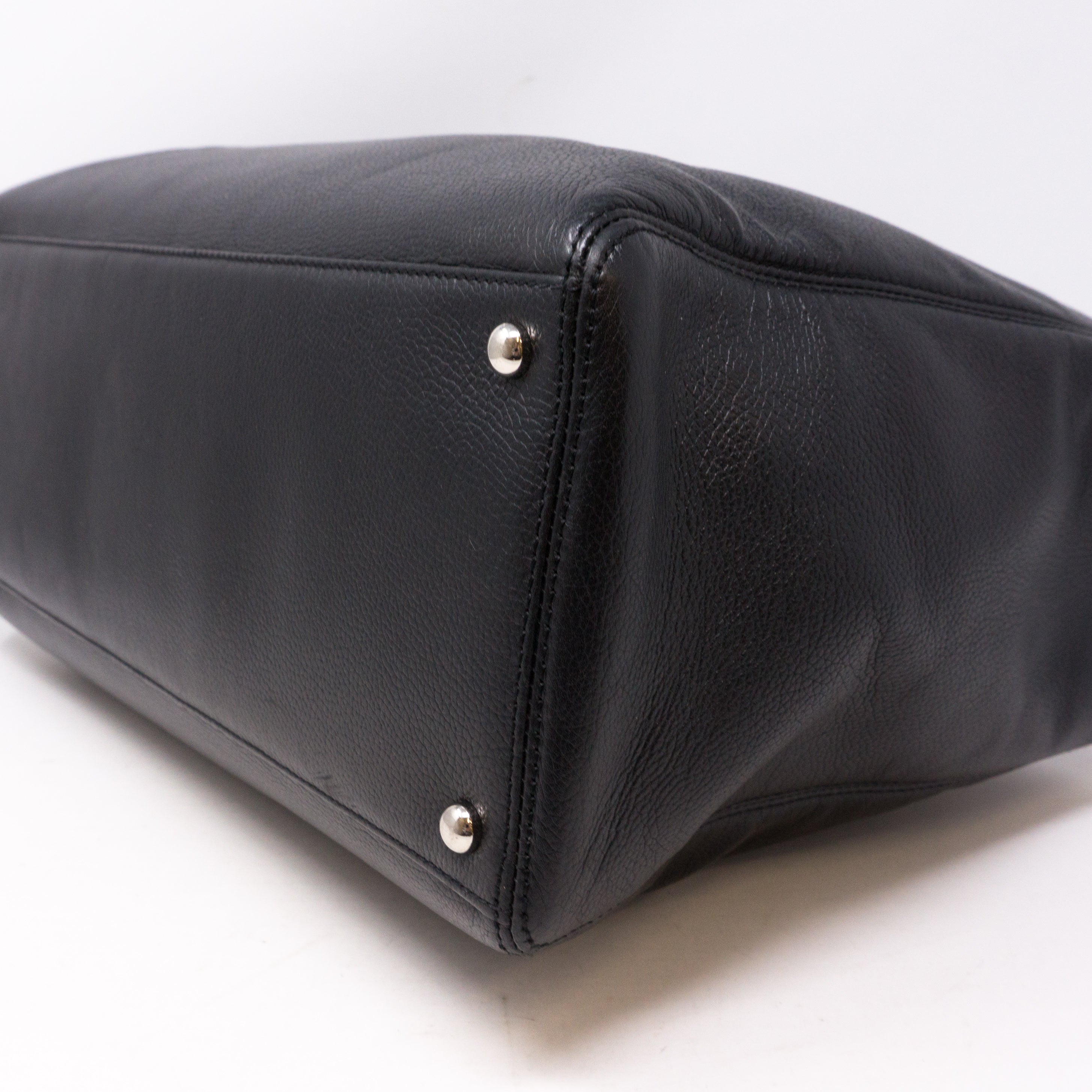Executive Cerf Black Leather Tote