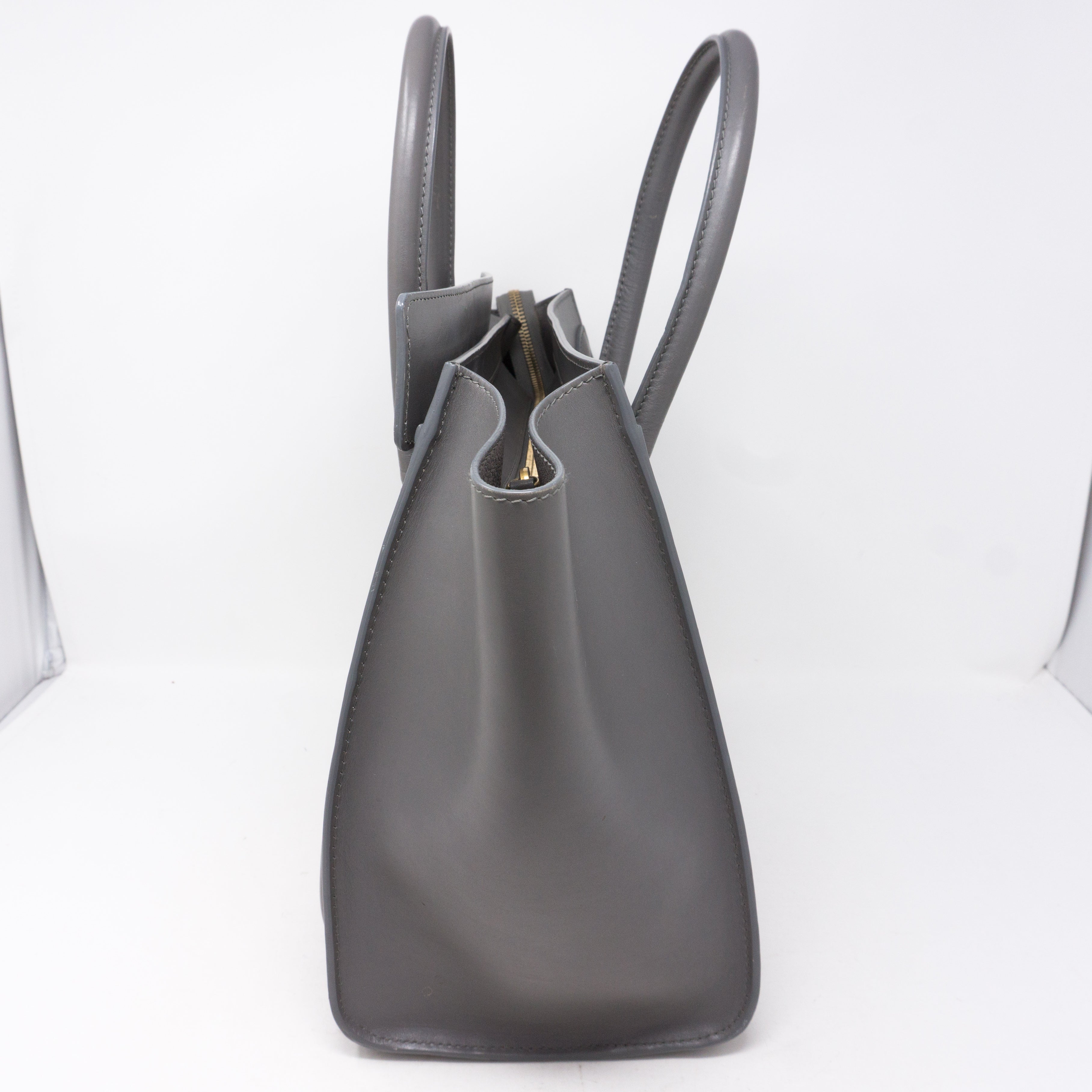 Mini Luggage Bag Gray Leather