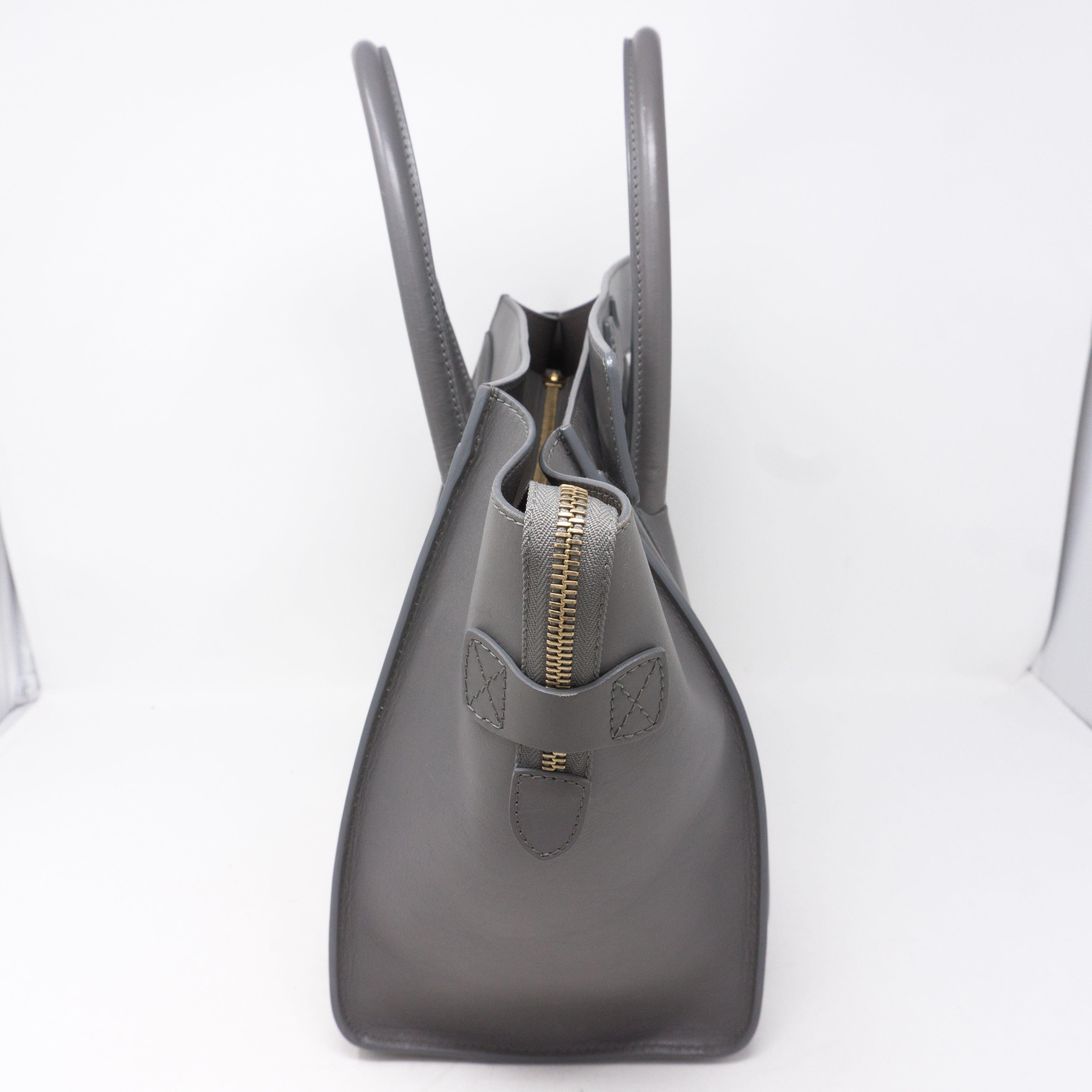 Mini Luggage Bag Gray Leather