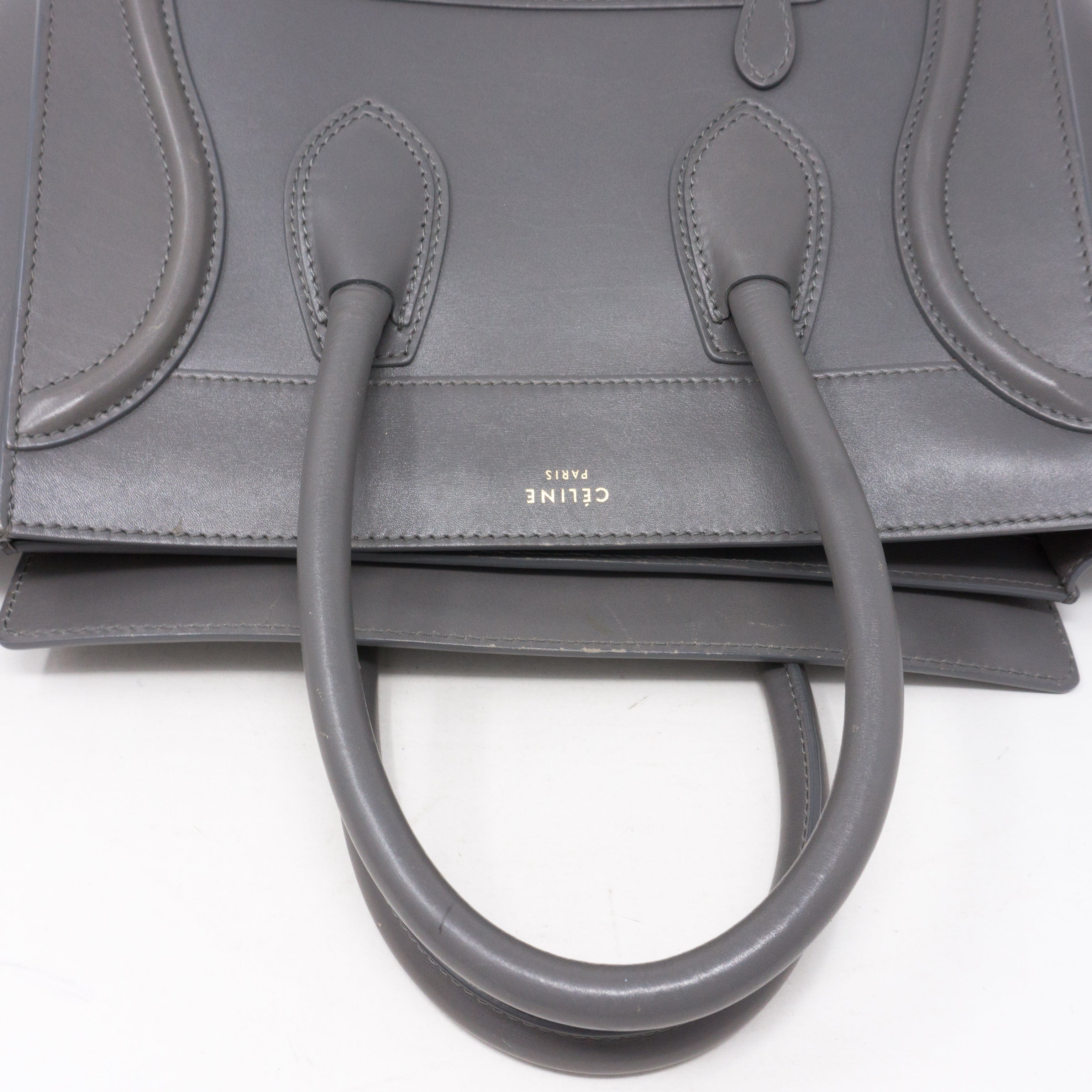 Mini Luggage Bag Gray Leather