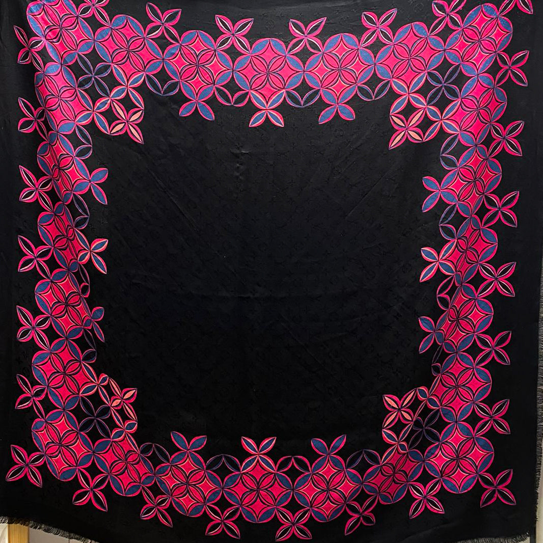 Monogram Shawl Flowergram Black