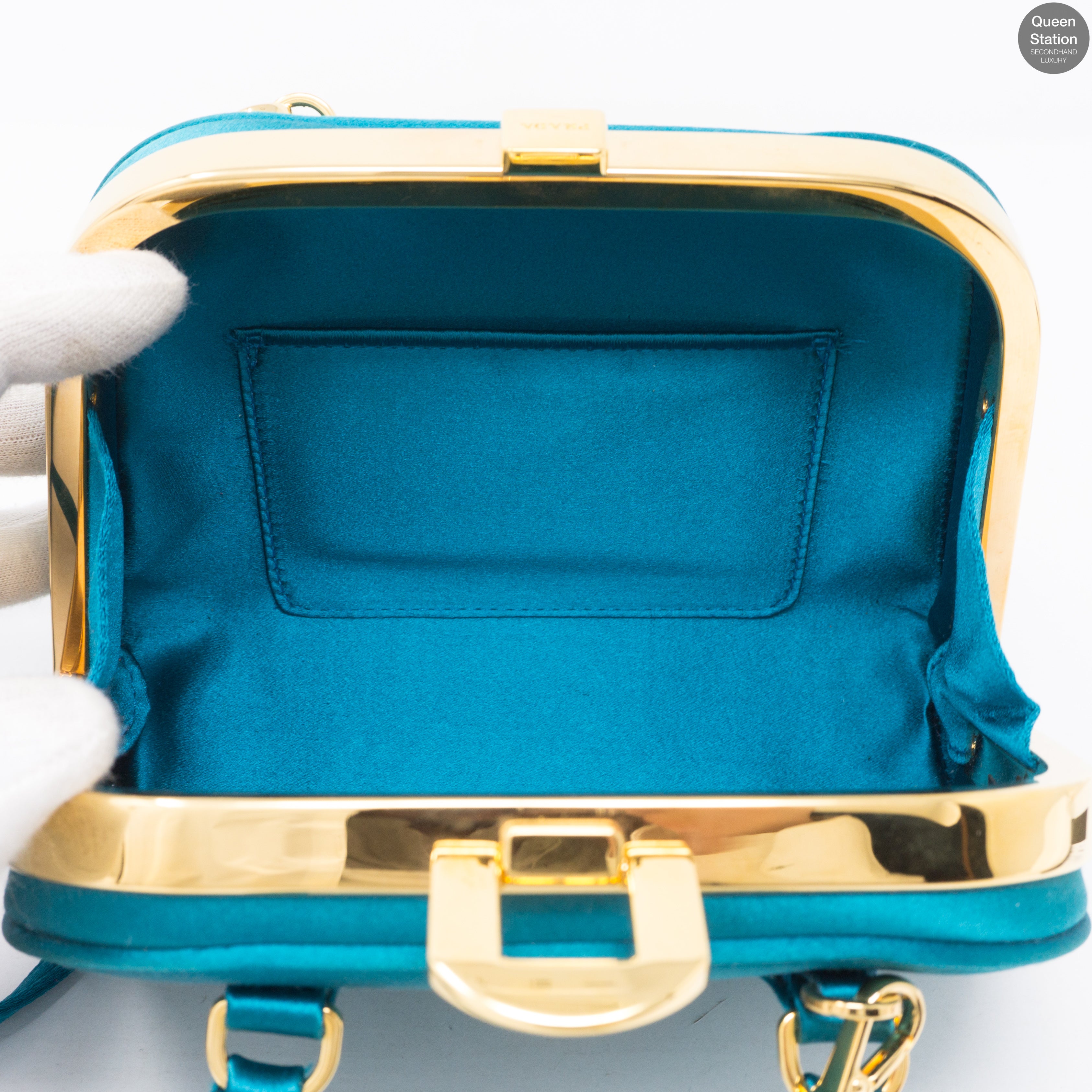 Turquoise Satin Evening Bag