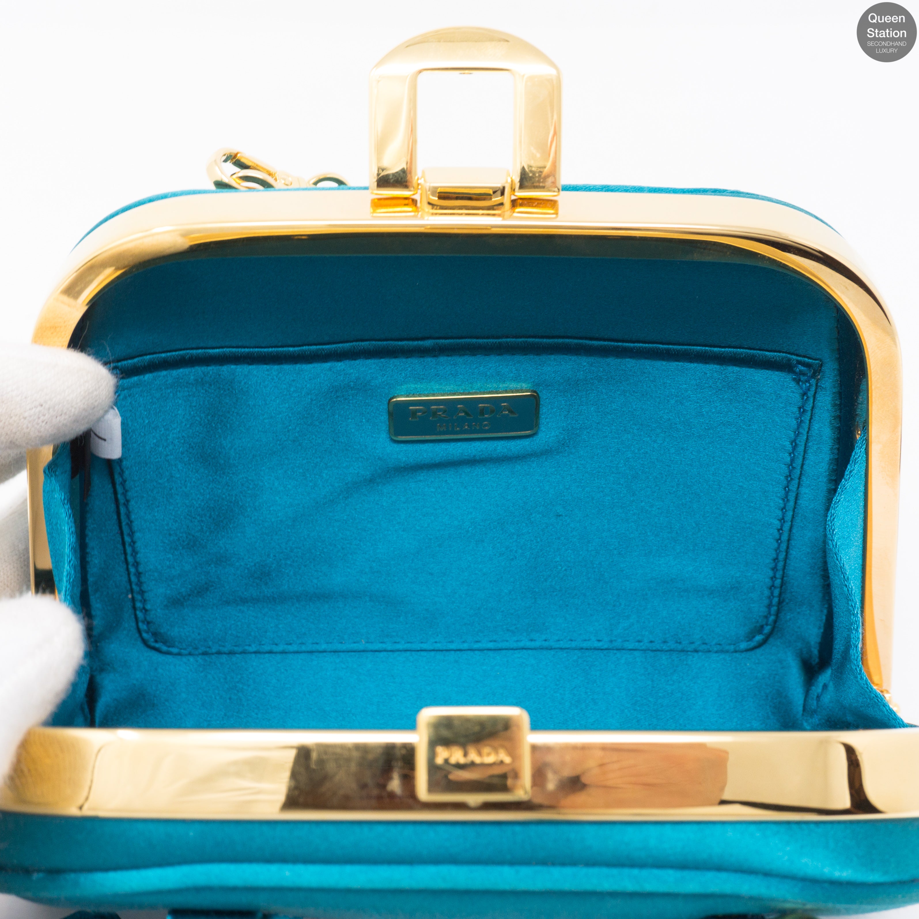 Turquoise Satin Evening Bag
