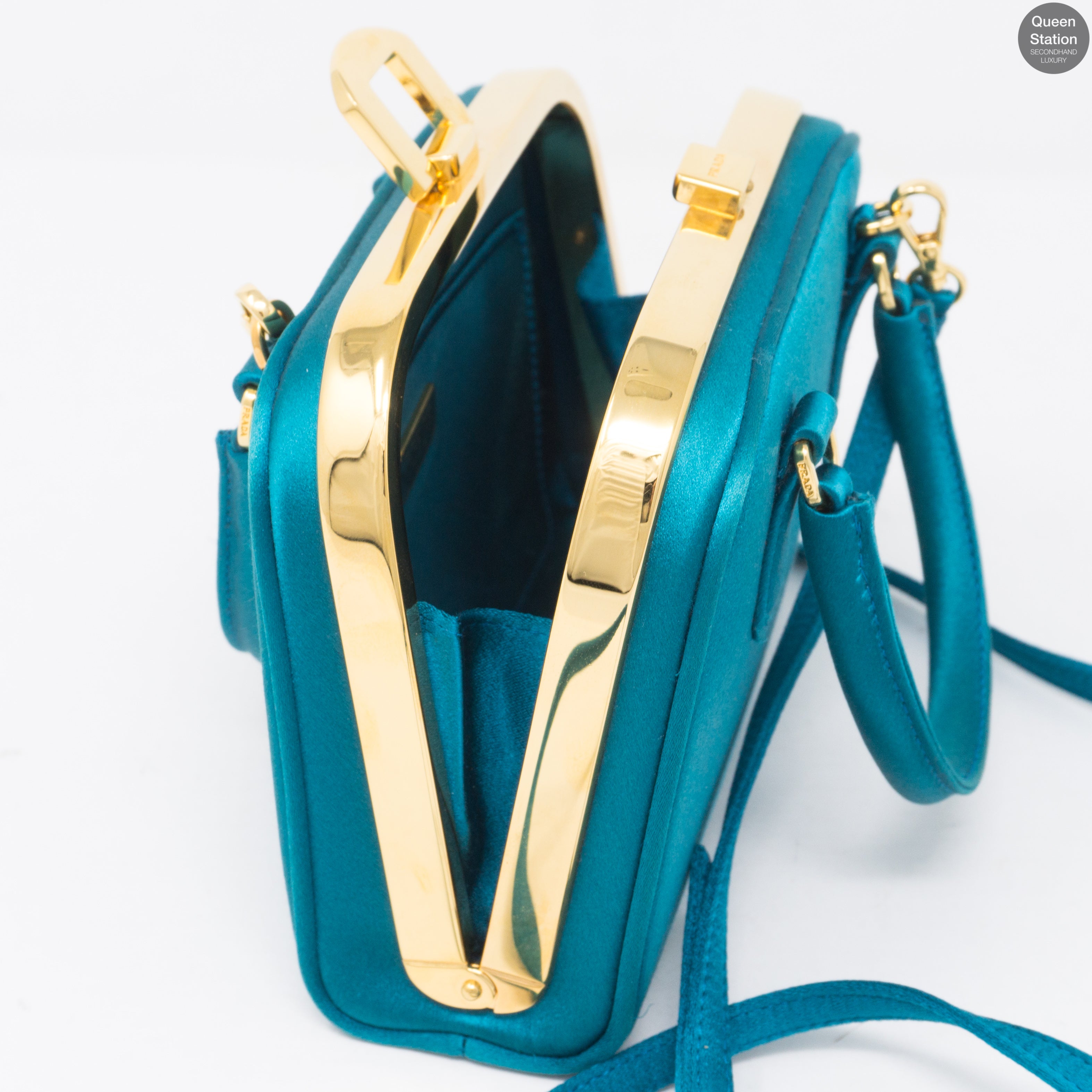 Turquoise Satin Evening Bag