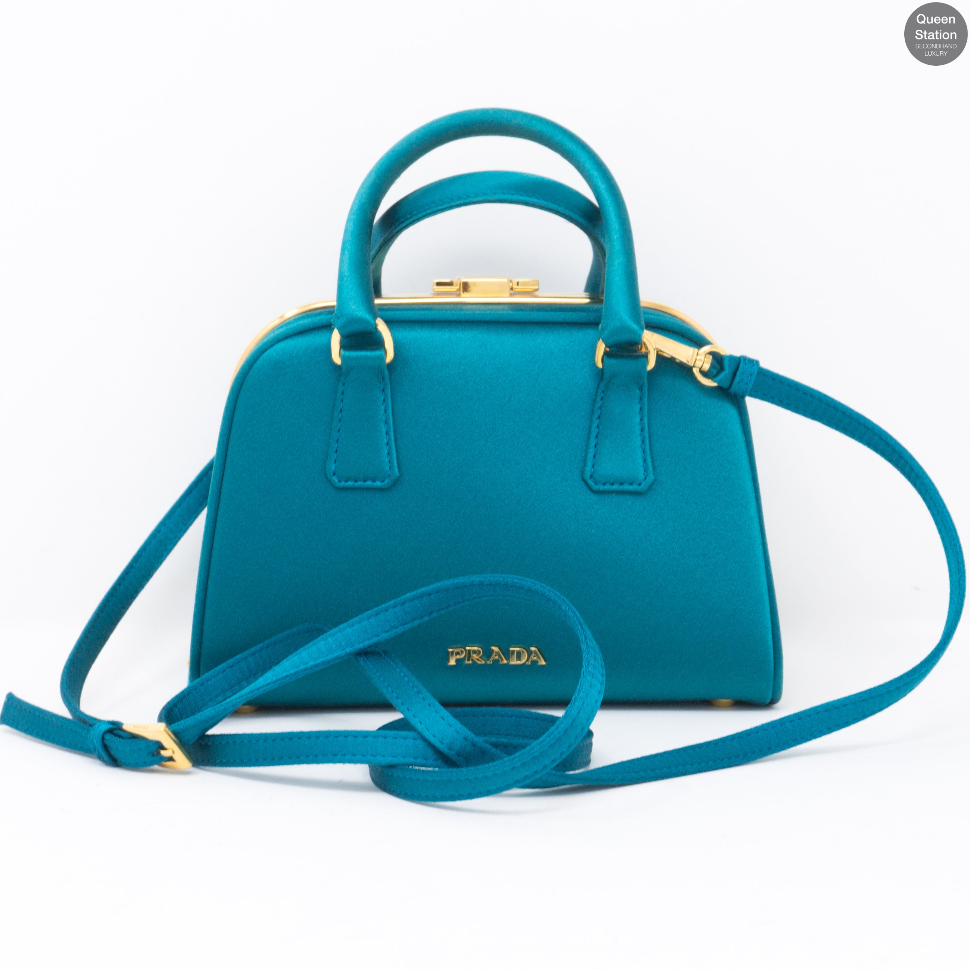 Turquoise Satin Evening Bag