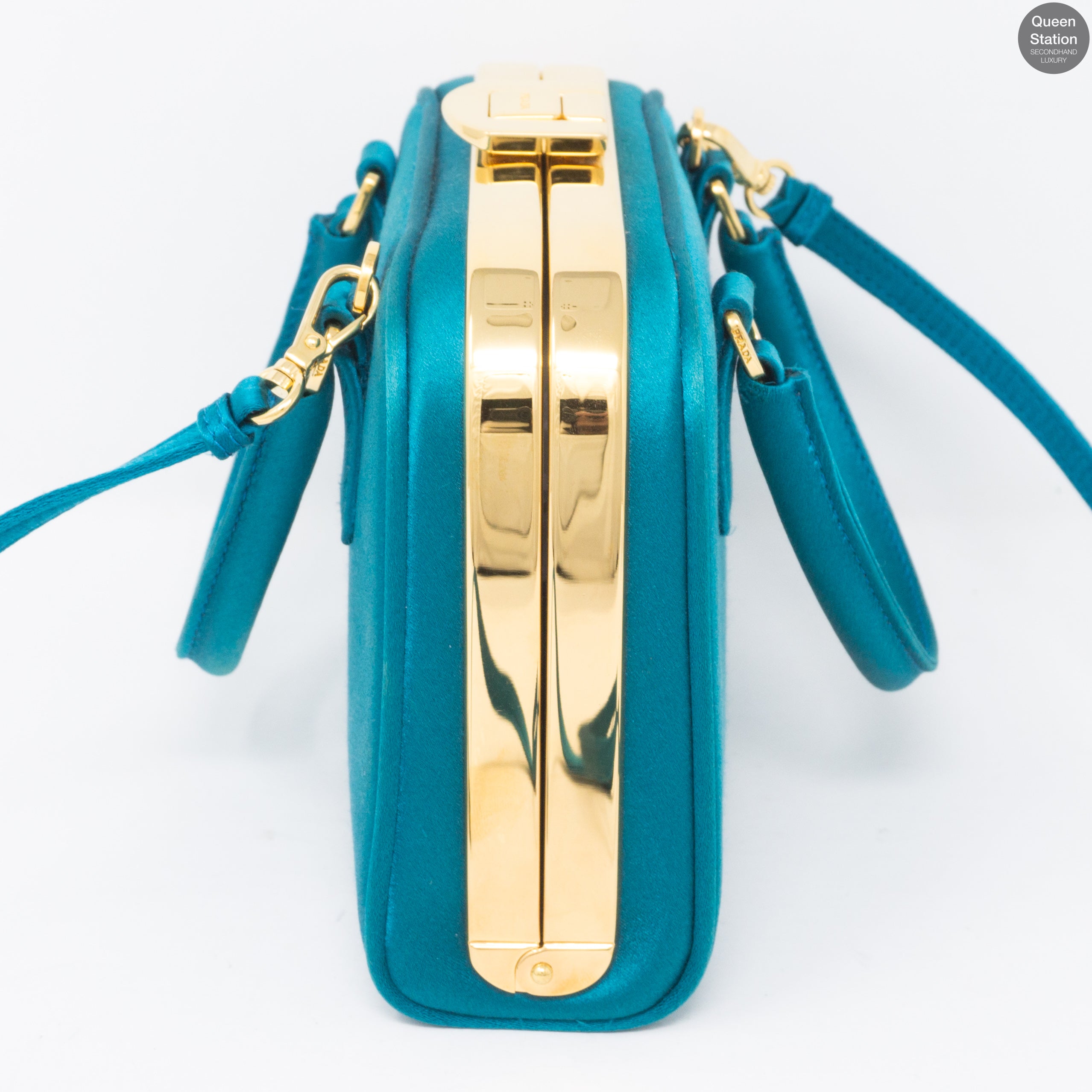 Turquoise Satin Evening Bag