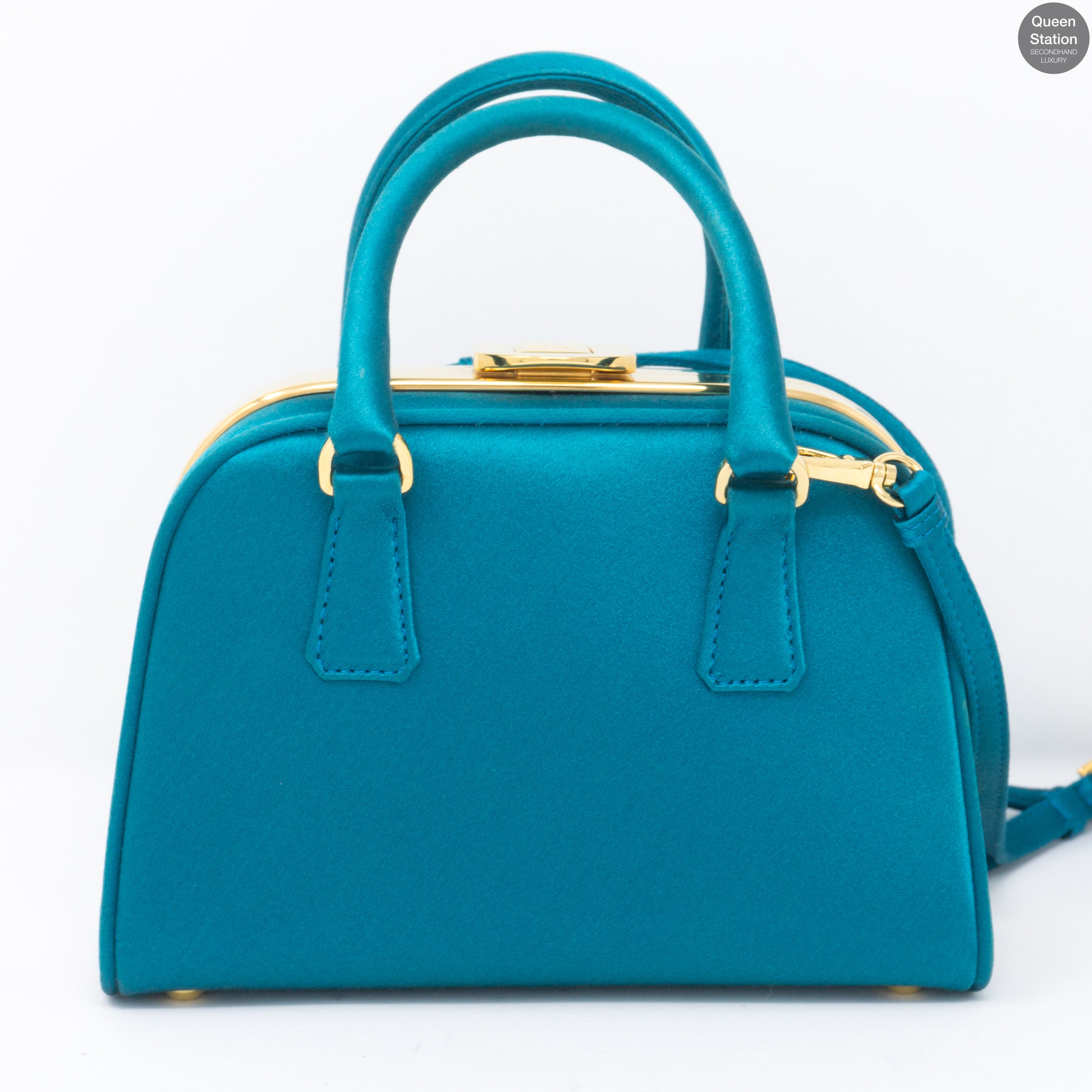 Turquoise Satin Evening Bag