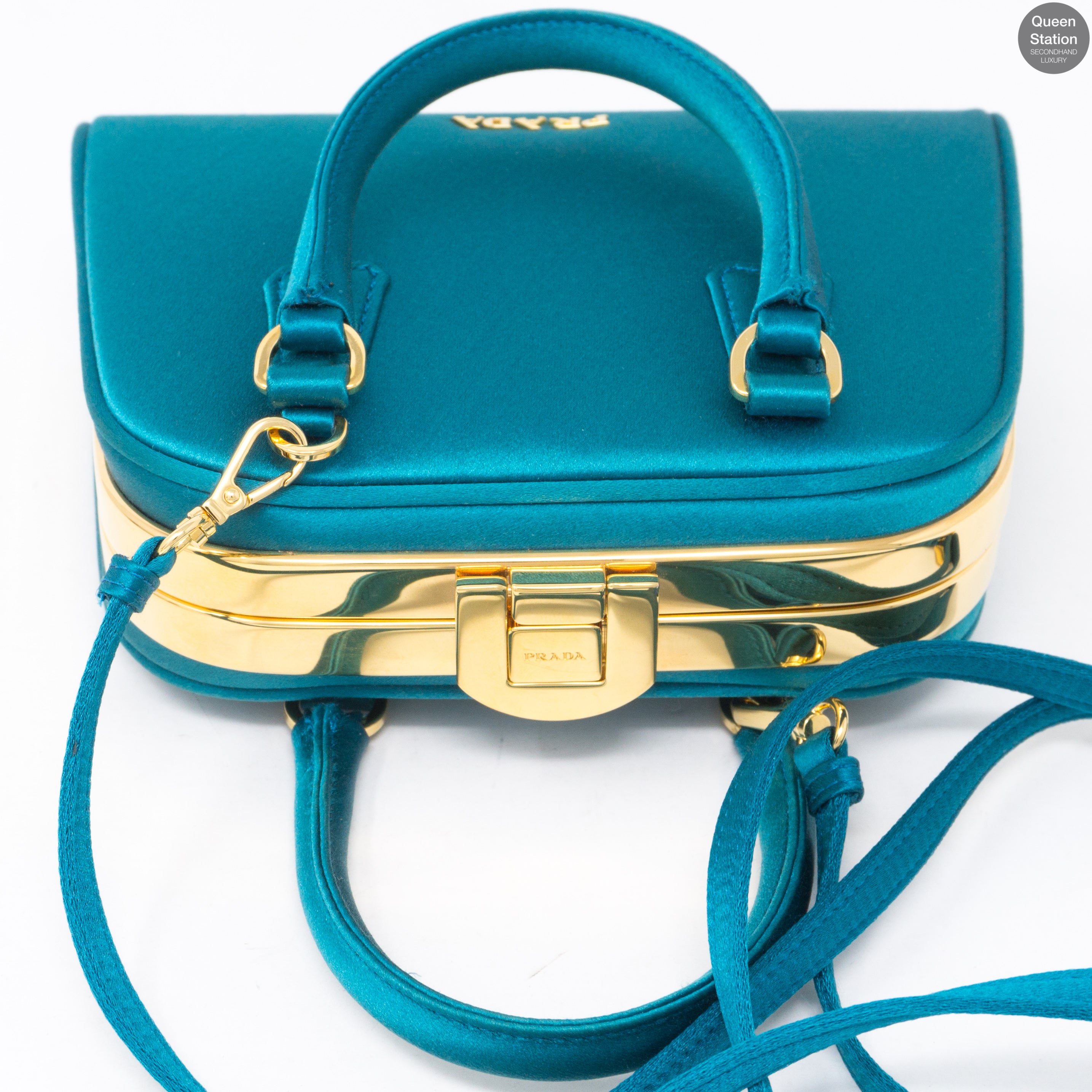 Turquoise Satin Evening Bag