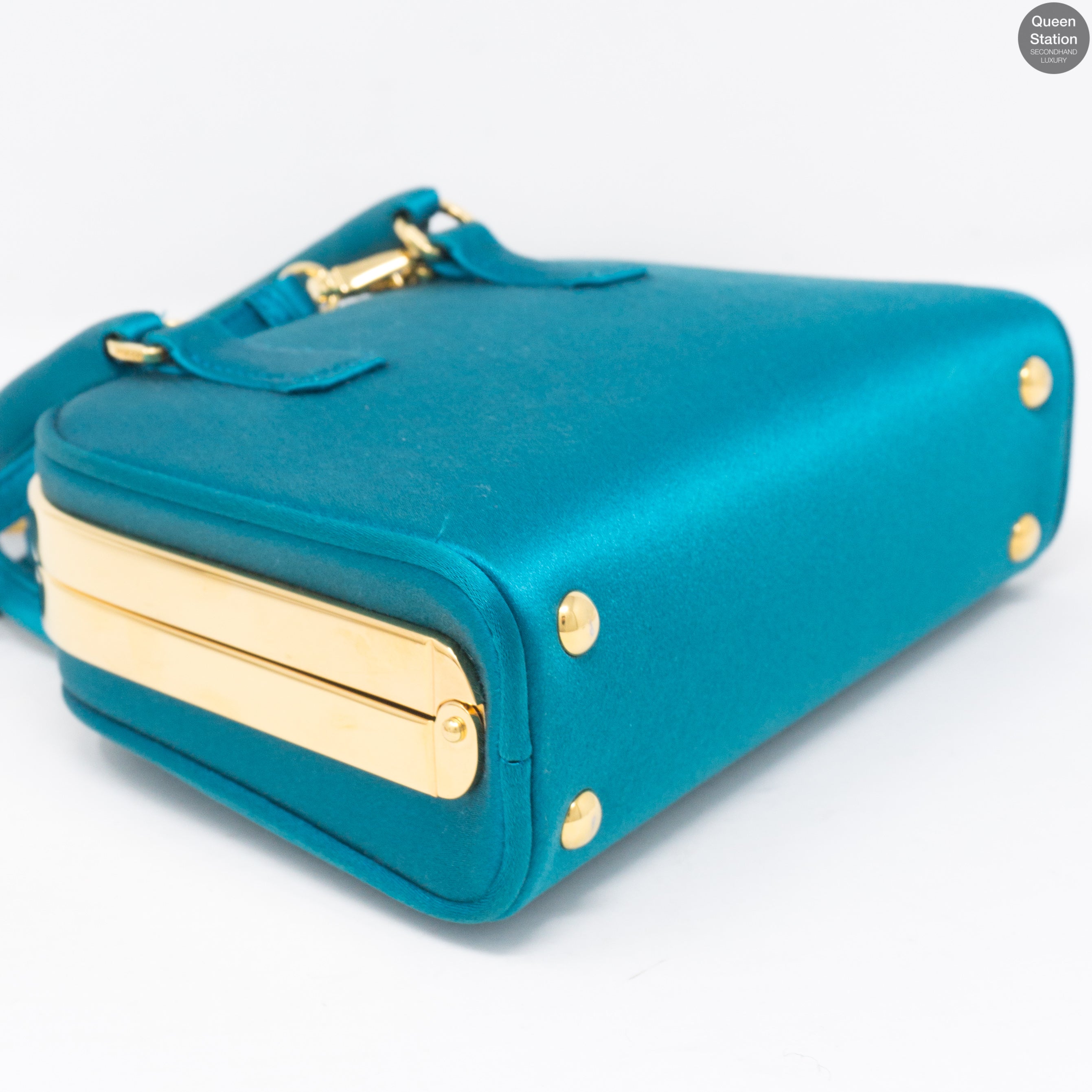 Turquoise Satin Evening Bag