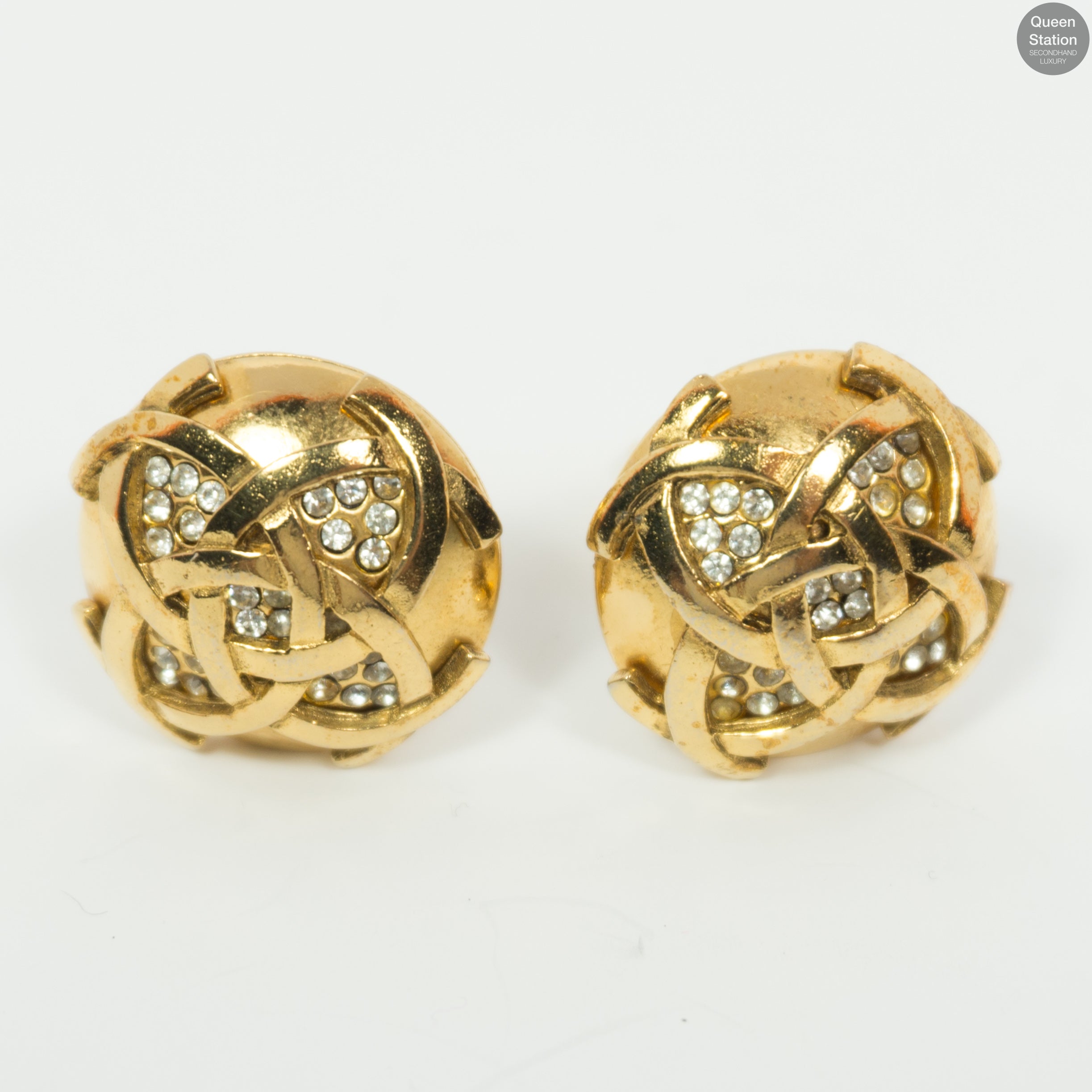 Flower Crystal Clip-On Earrings