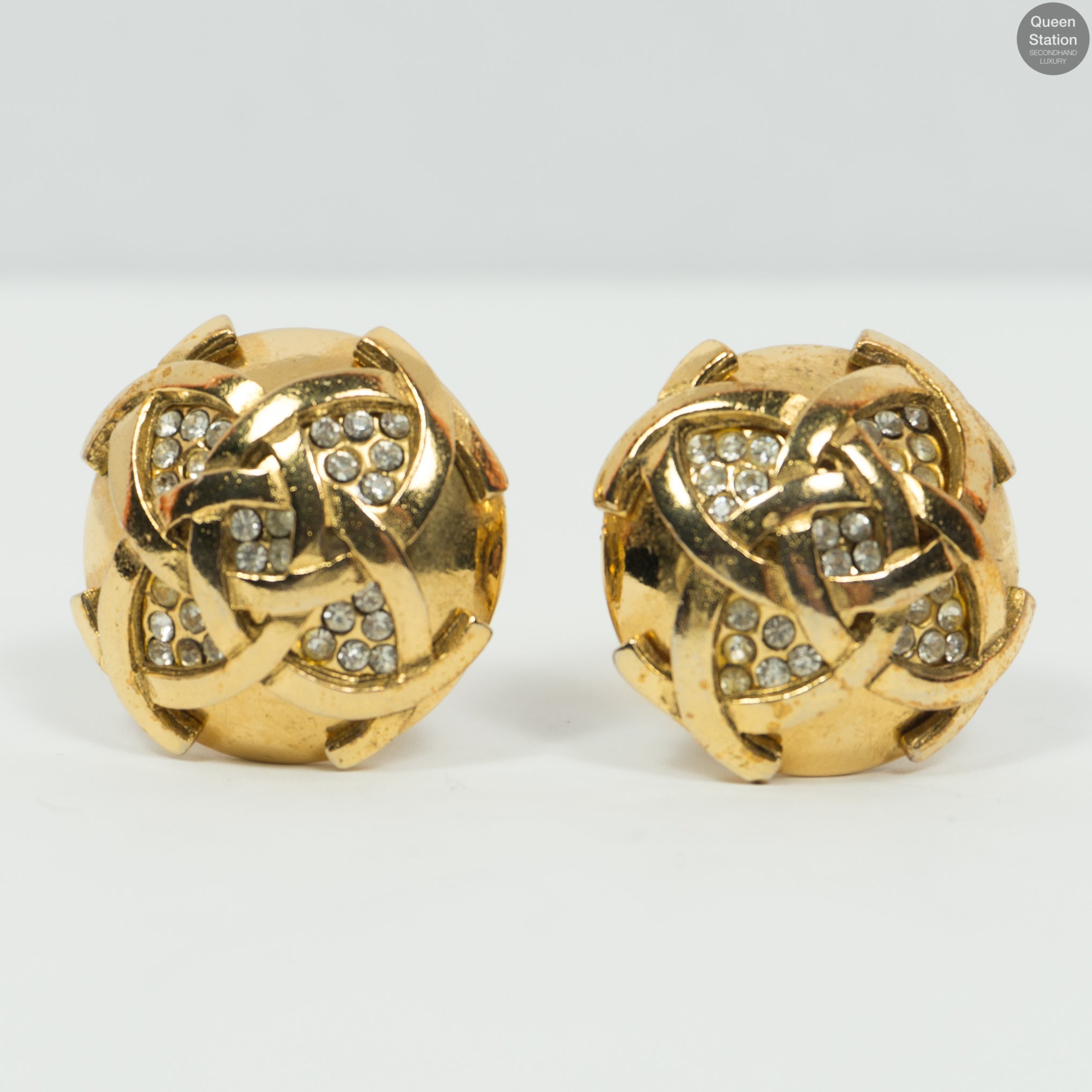 Flower Crystal Clip-On Earrings