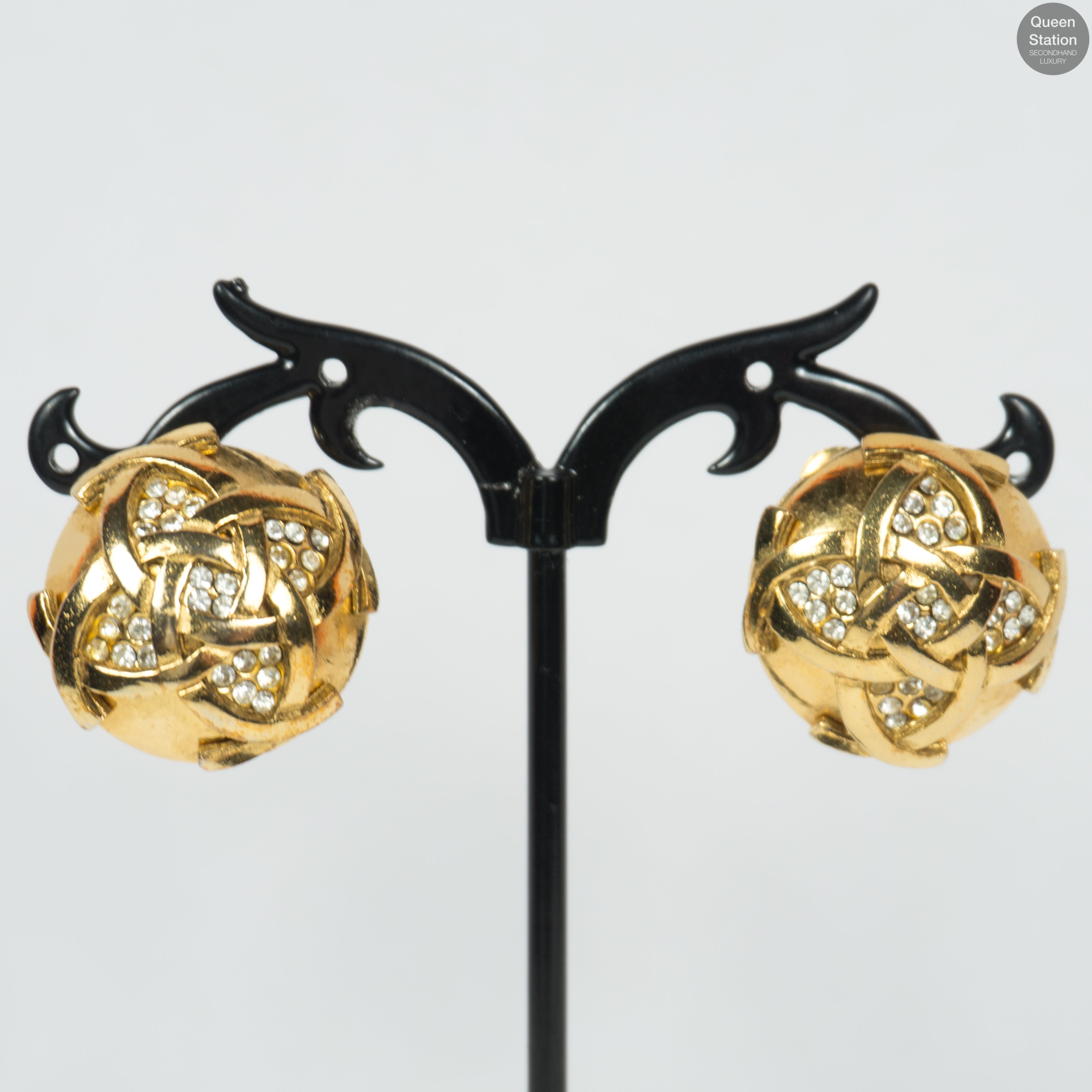Flower Crystal Clip-On Earrings