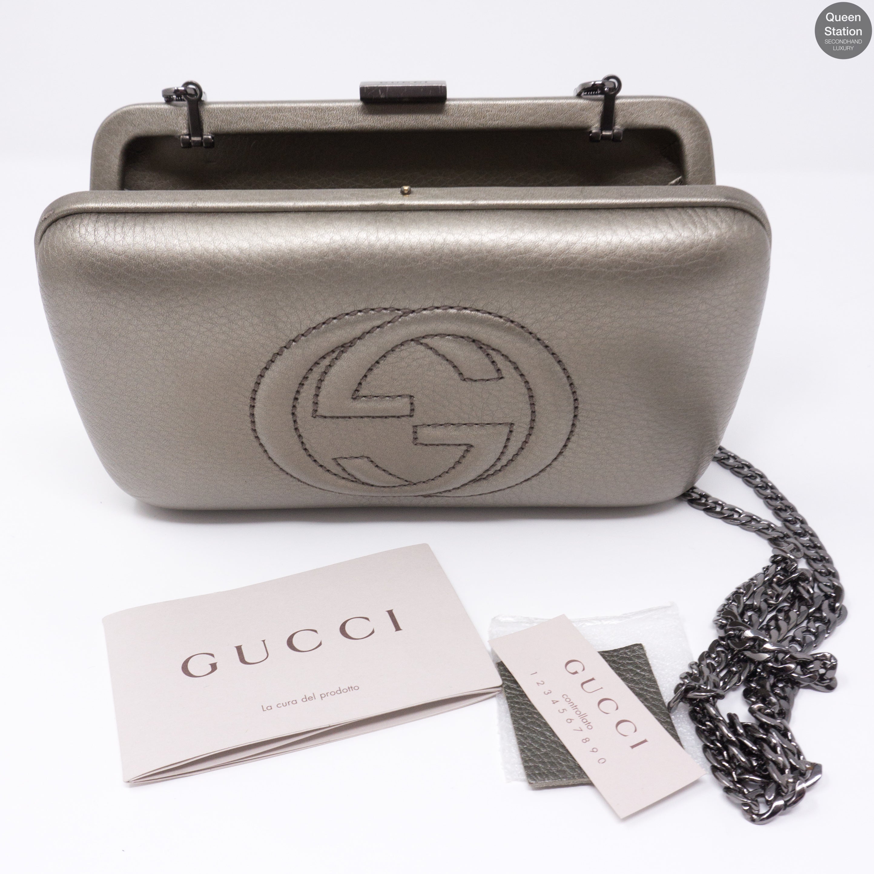 Broadway Minaudiere Leather Hard Clutch