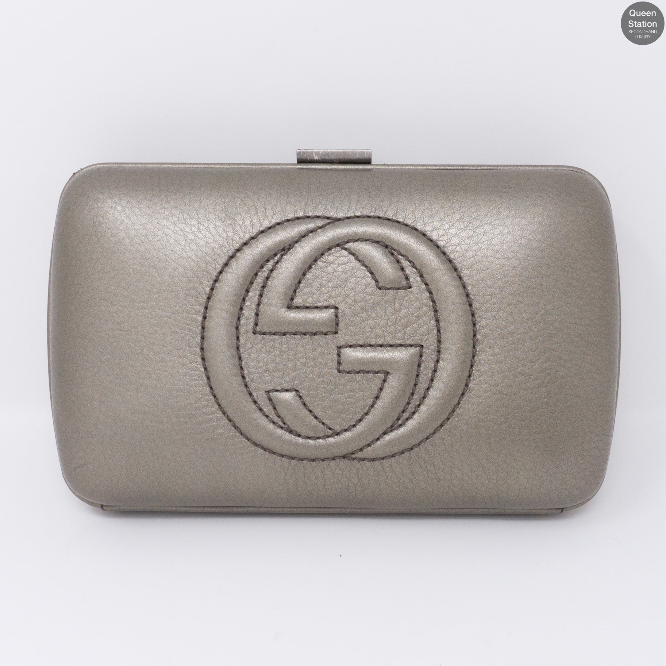 Broadway Minaudiere Leather Hard Clutch