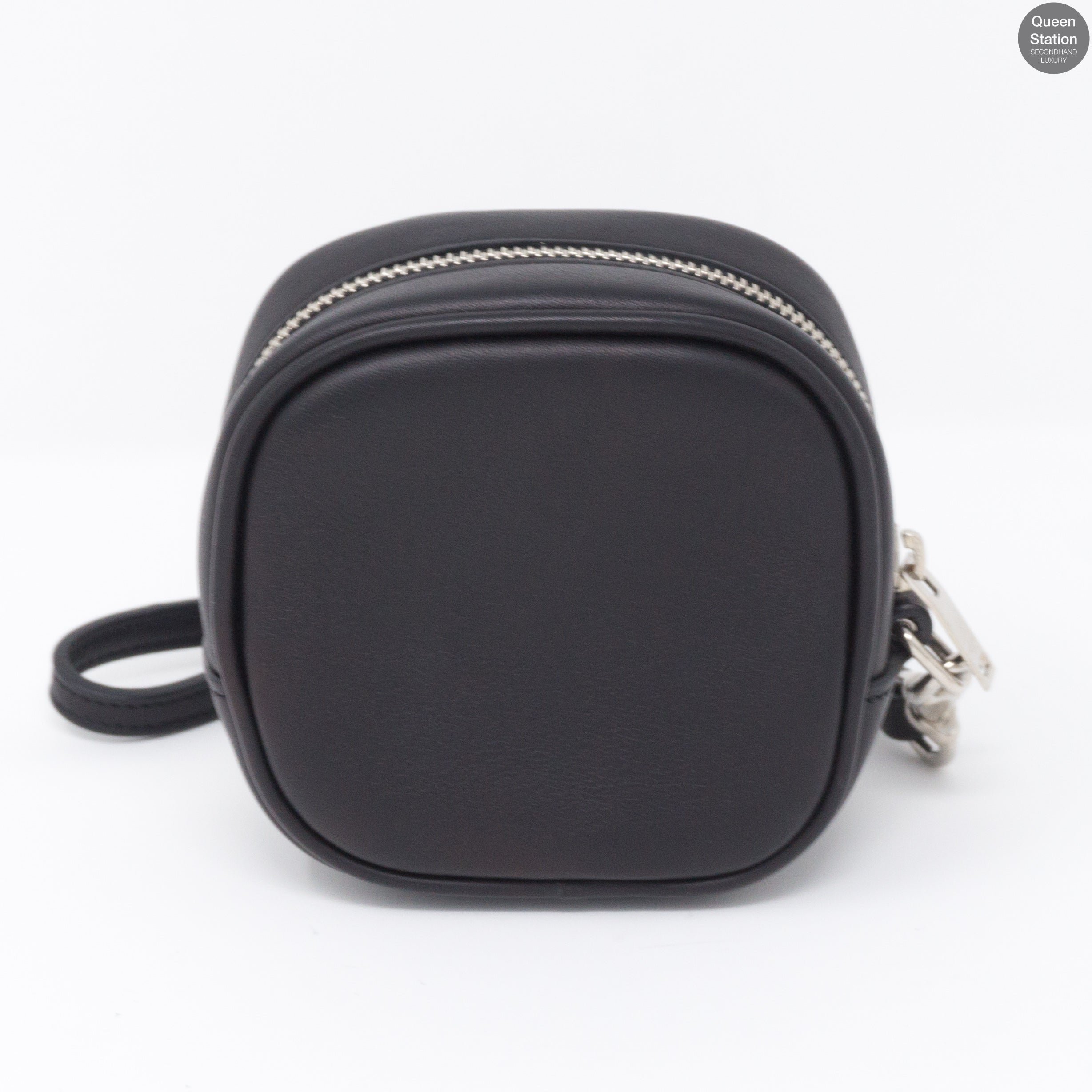 Monogrammed Black Leather Key Pouch