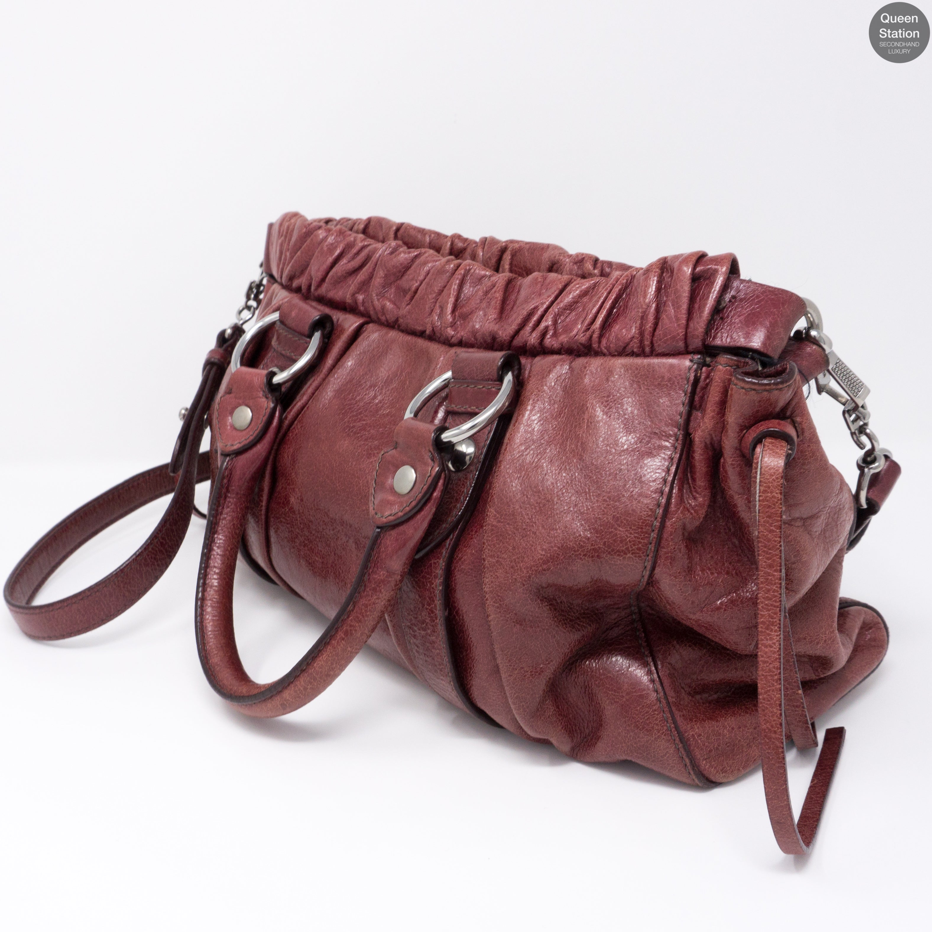 Two-way Burgundy Vitello Leather Bag