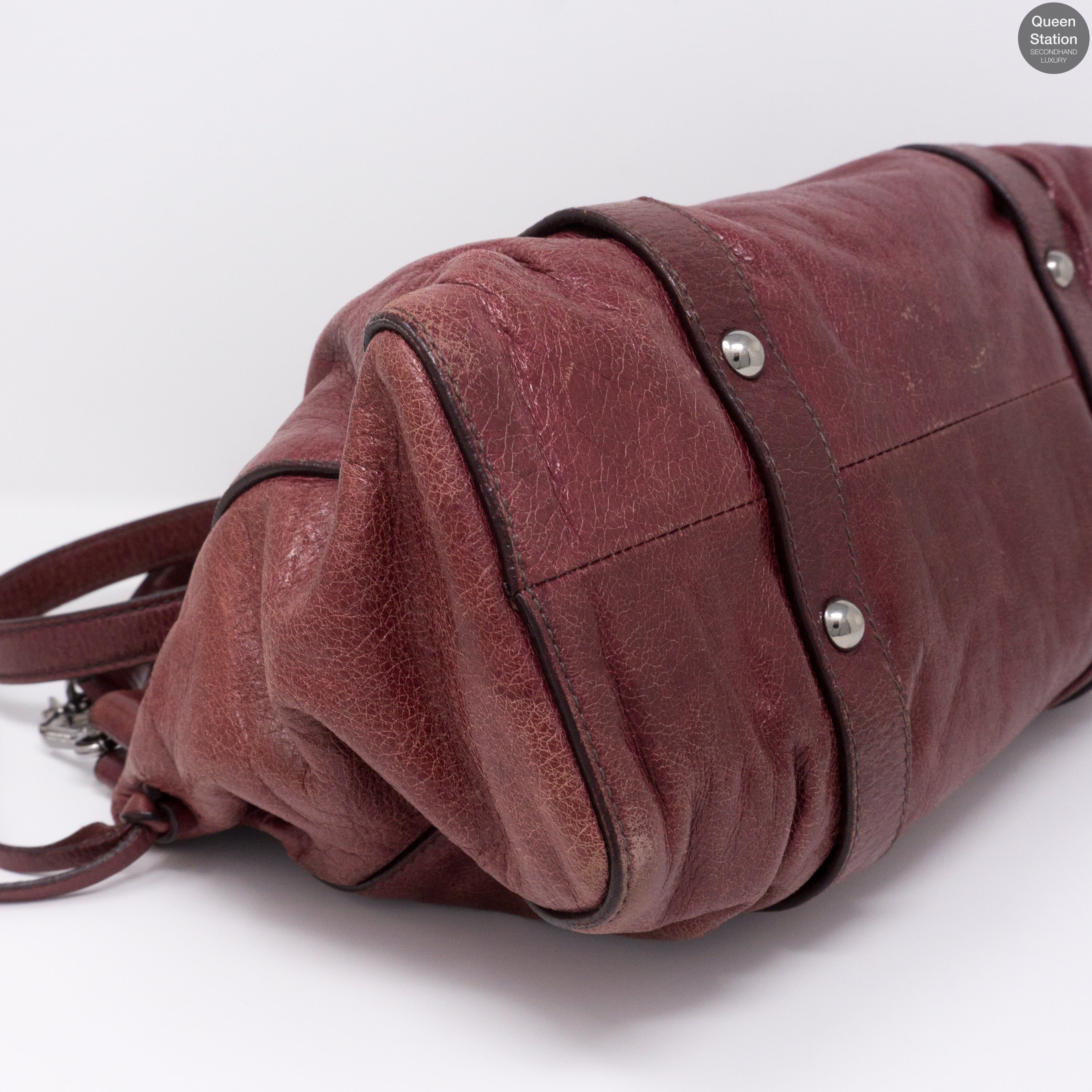 Two-way Burgundy Vitello Leather Bag