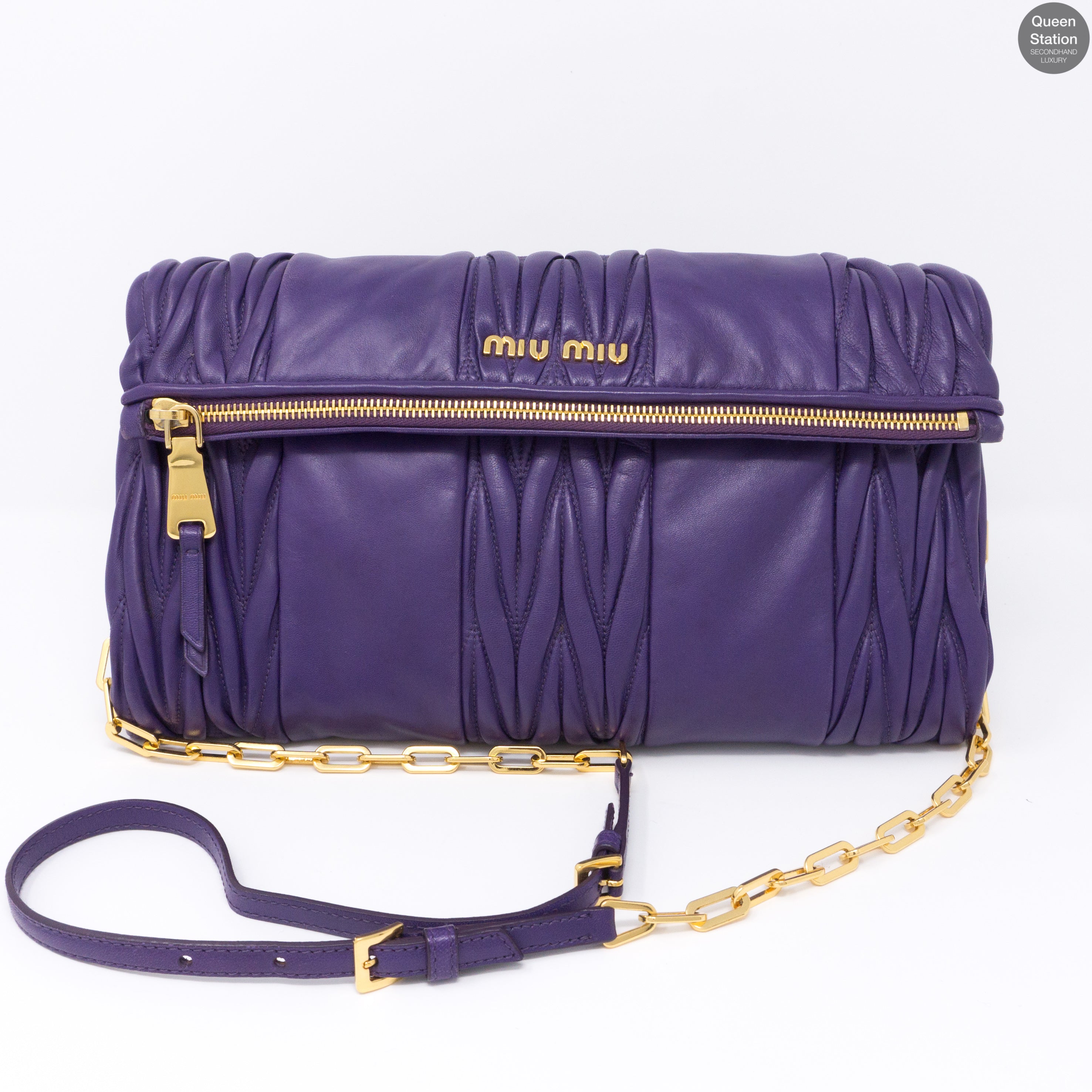 Purple Matelasse Nappa Leather Crossbody Bag