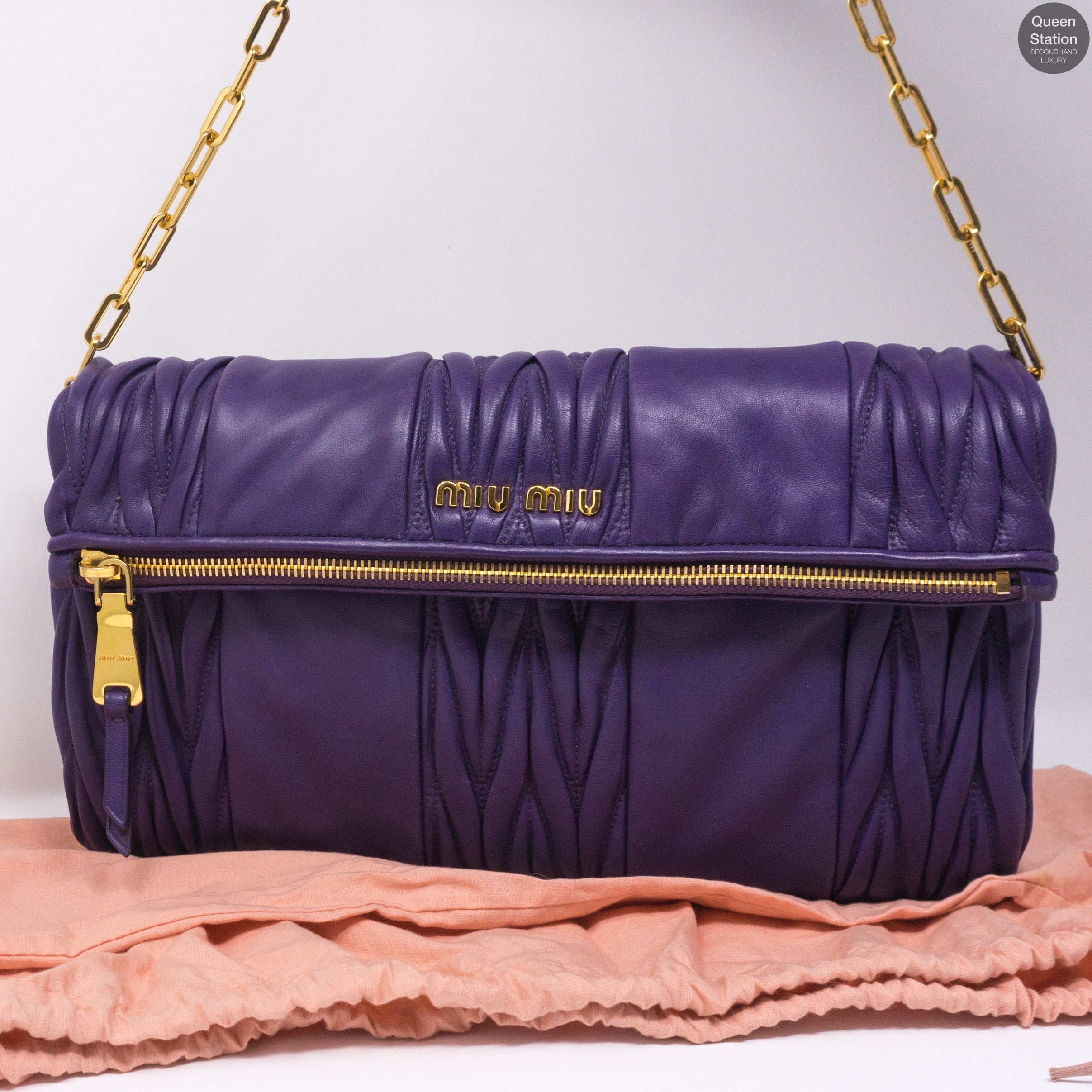 Purple Matelasse Nappa Leather Crossbody Bag