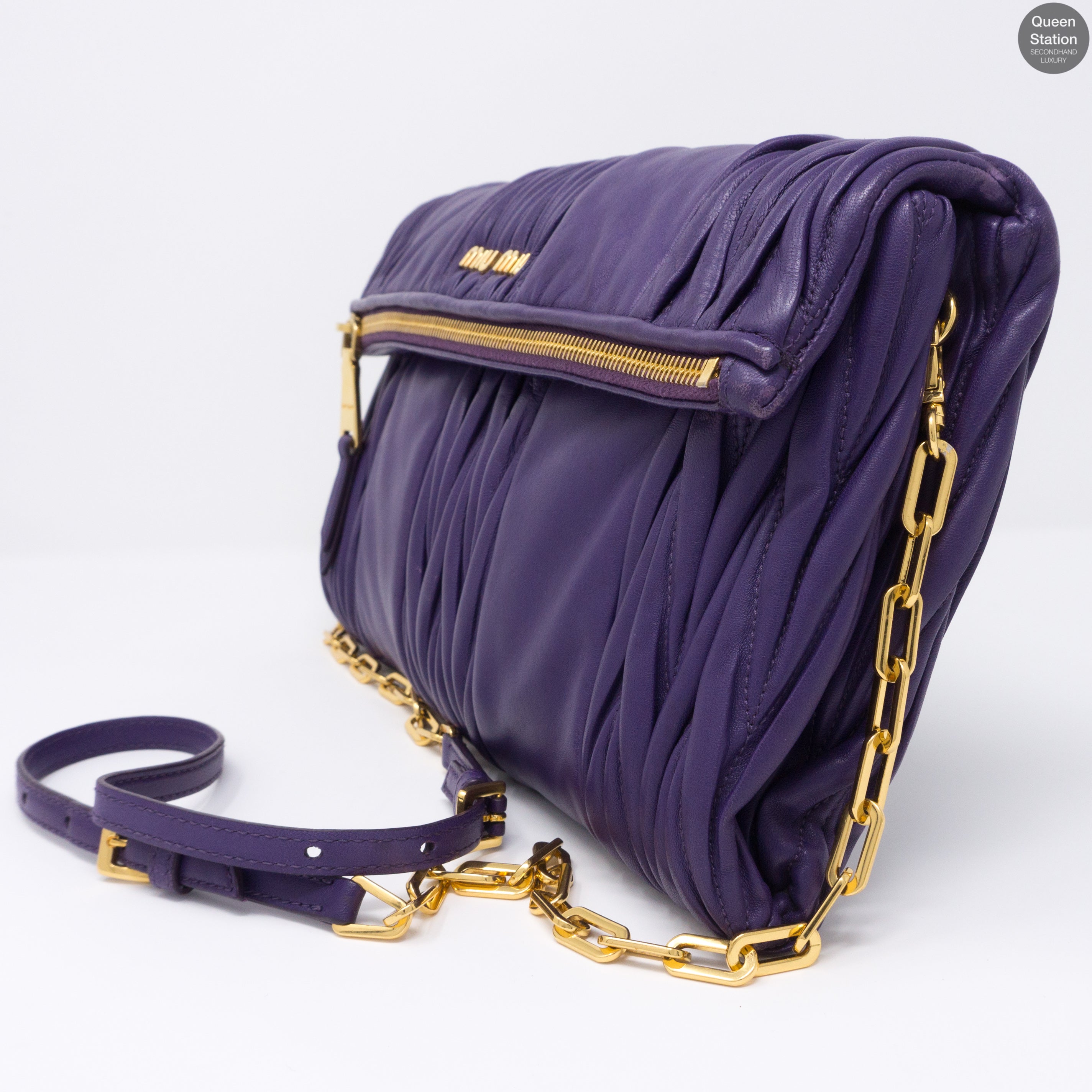 Purple Matelasse Nappa Leather Crossbody Bag