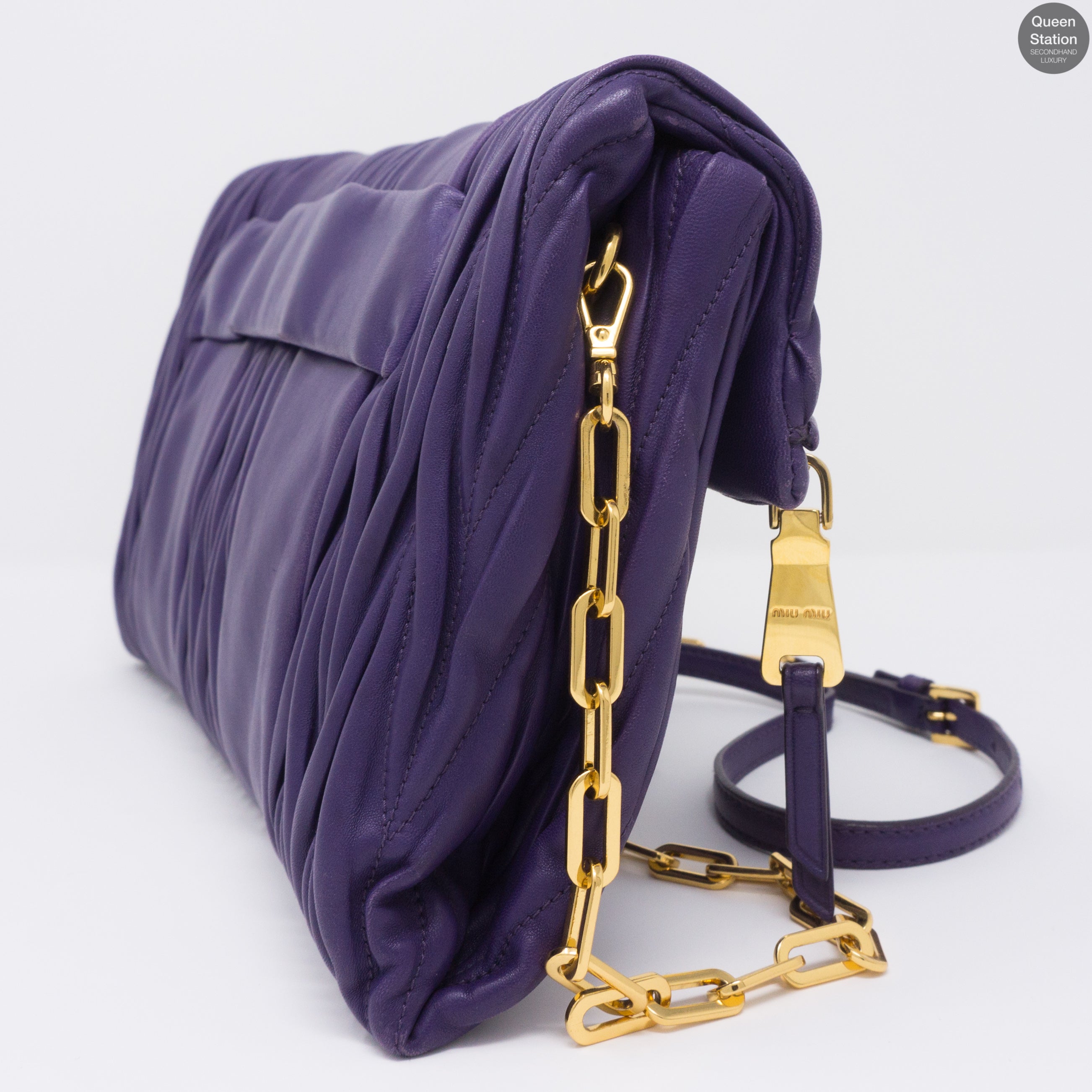 Purple Matelasse Nappa Leather Crossbody Bag