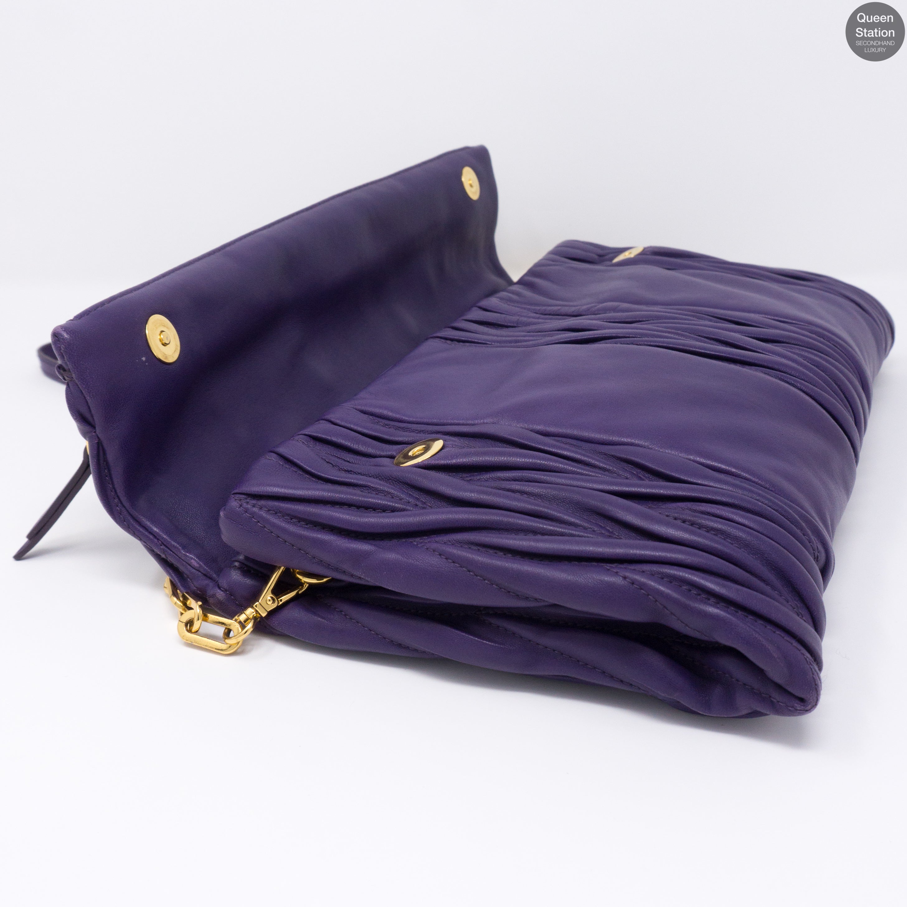 Purple Matelasse Nappa Leather Crossbody Bag