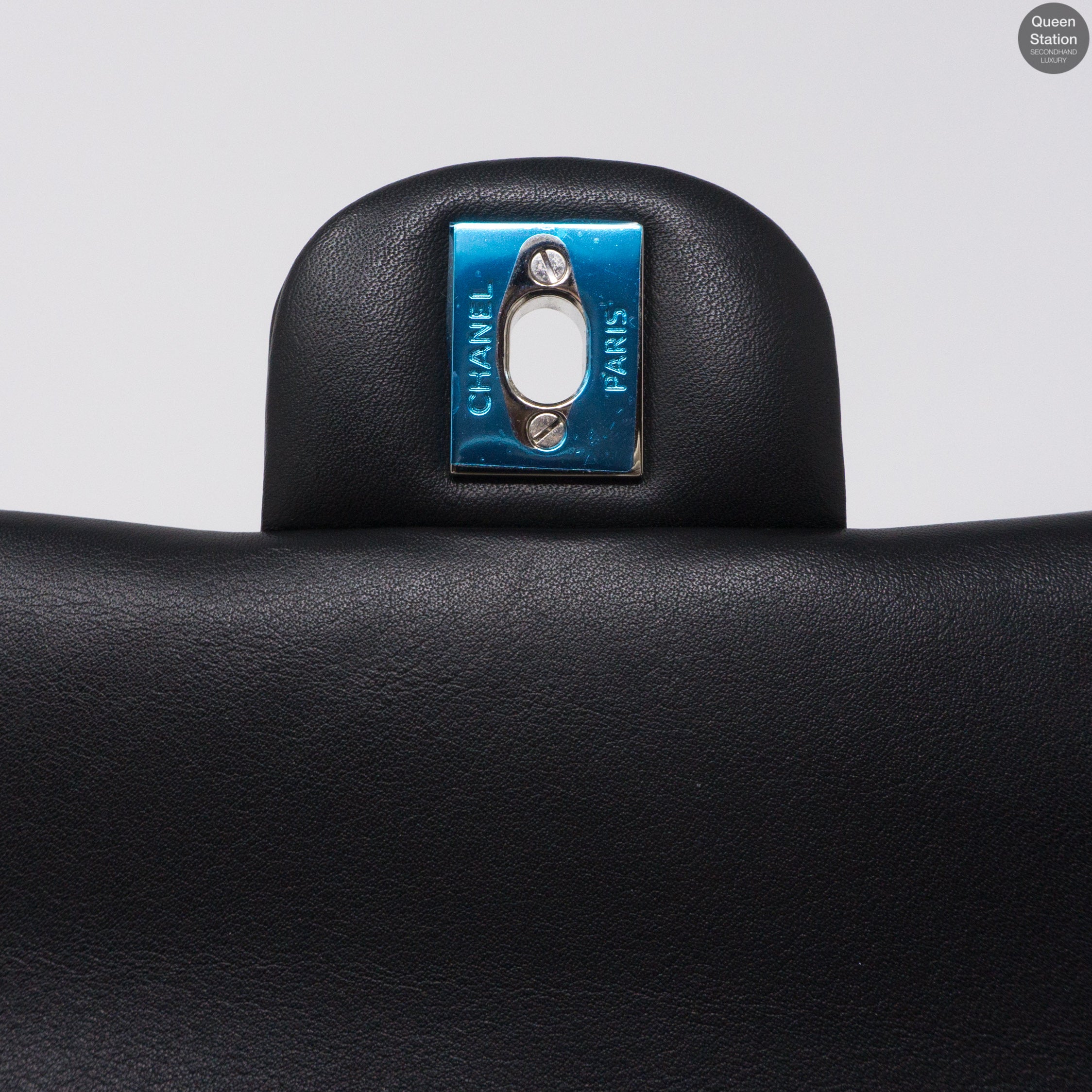 Chevron Rectangular Mini Flap Black Patent Leather Bag