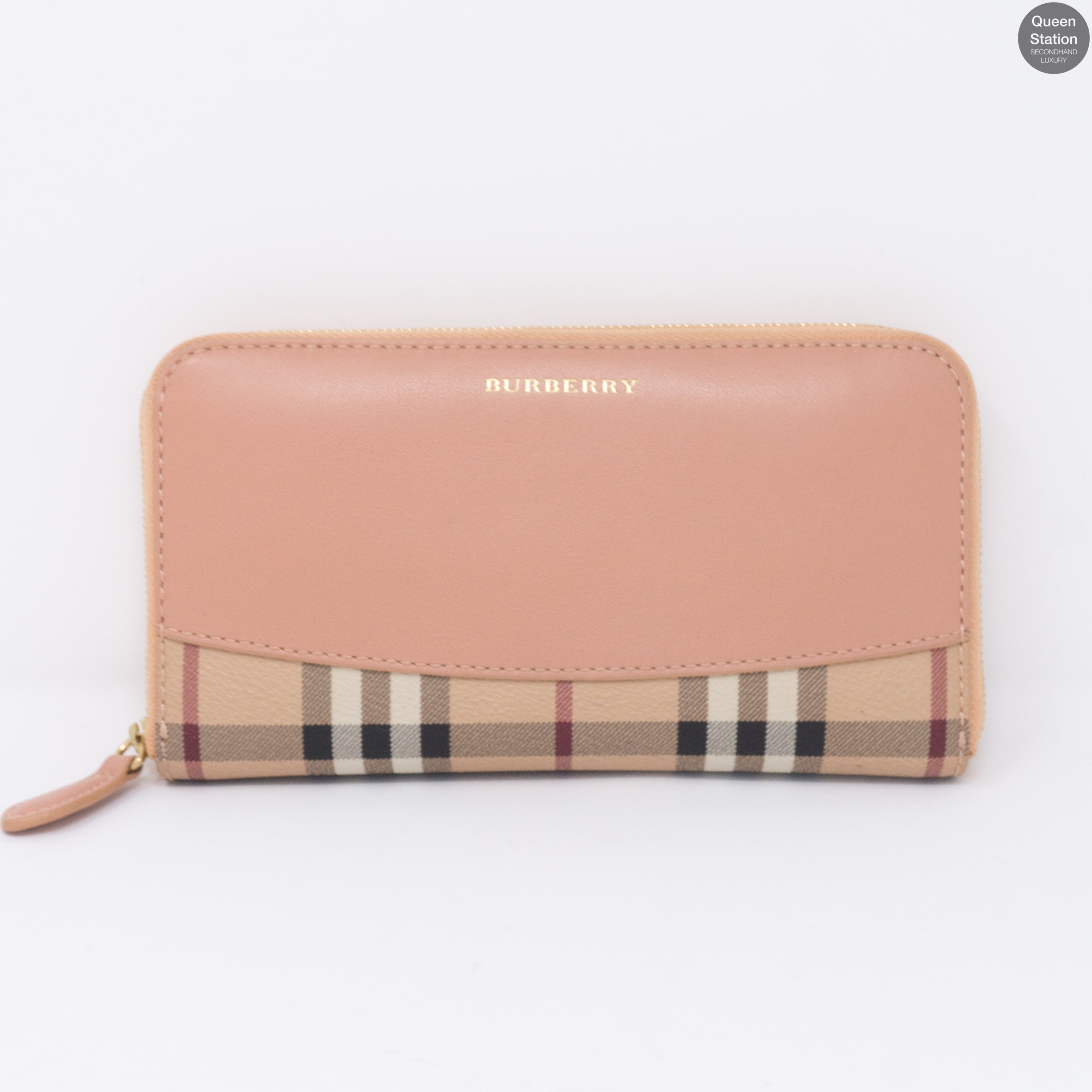 Burberry Elmore Haymarket Check and Coral Red Leather Ladies Long Wallet  3930325 5045419307789 - Handbags - Jomashop
