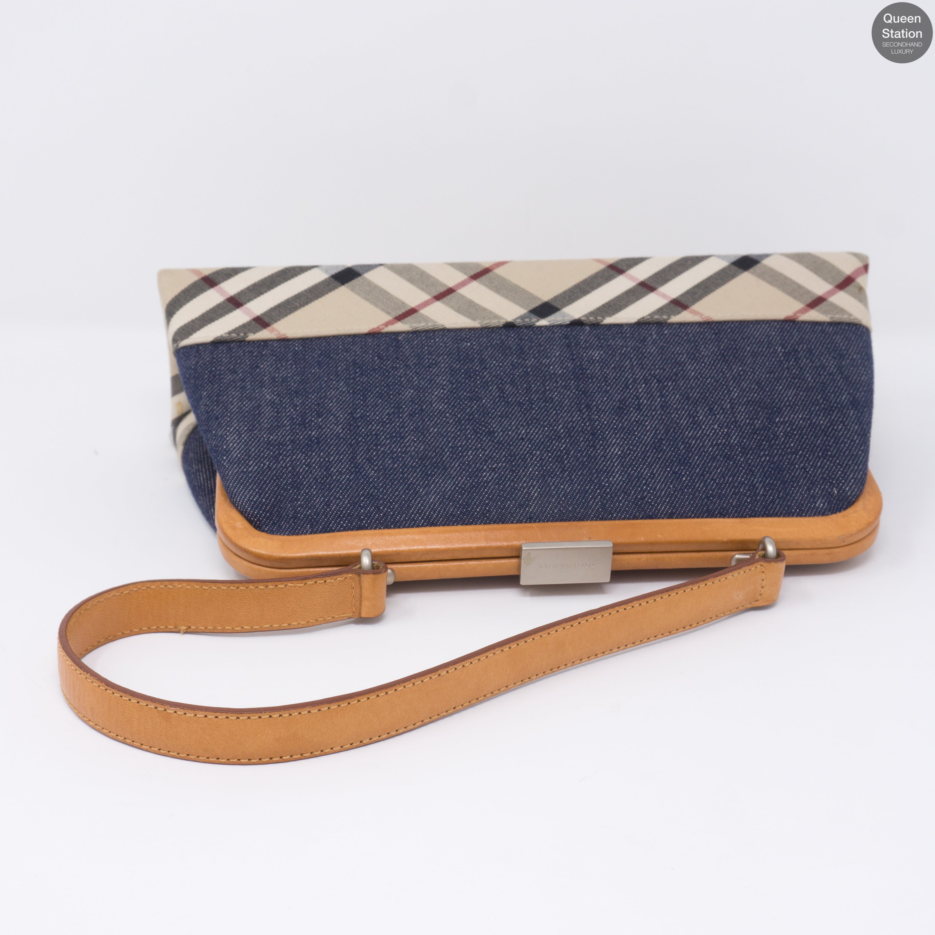 Blue Denim Checked Small Handbag
