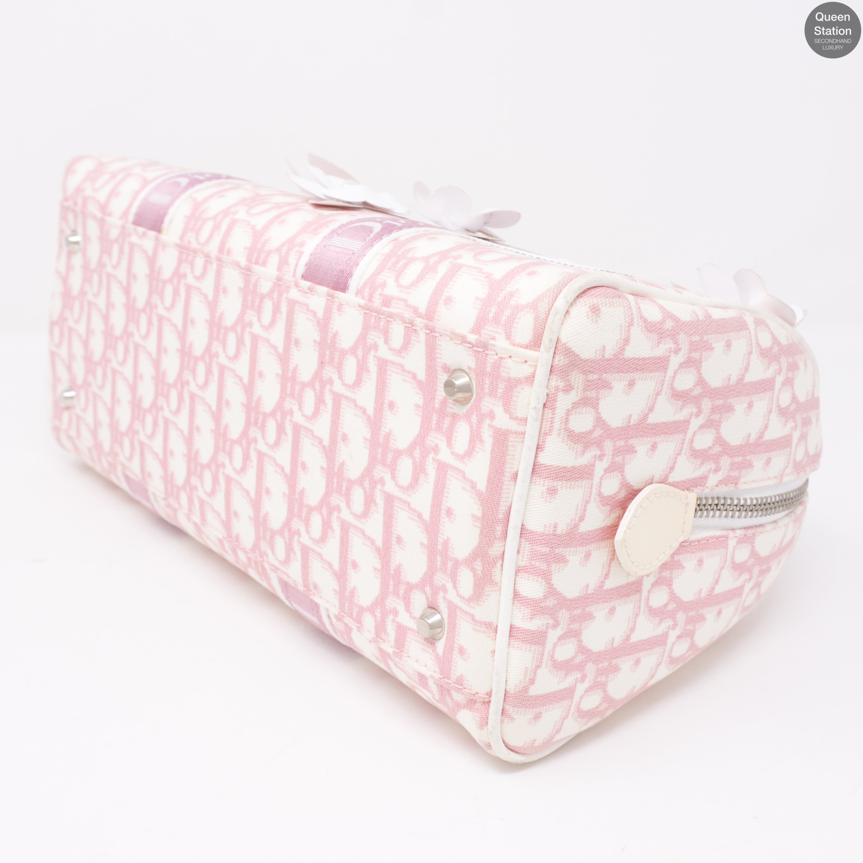 Pink Canvas Girly Flowers Boston Bag