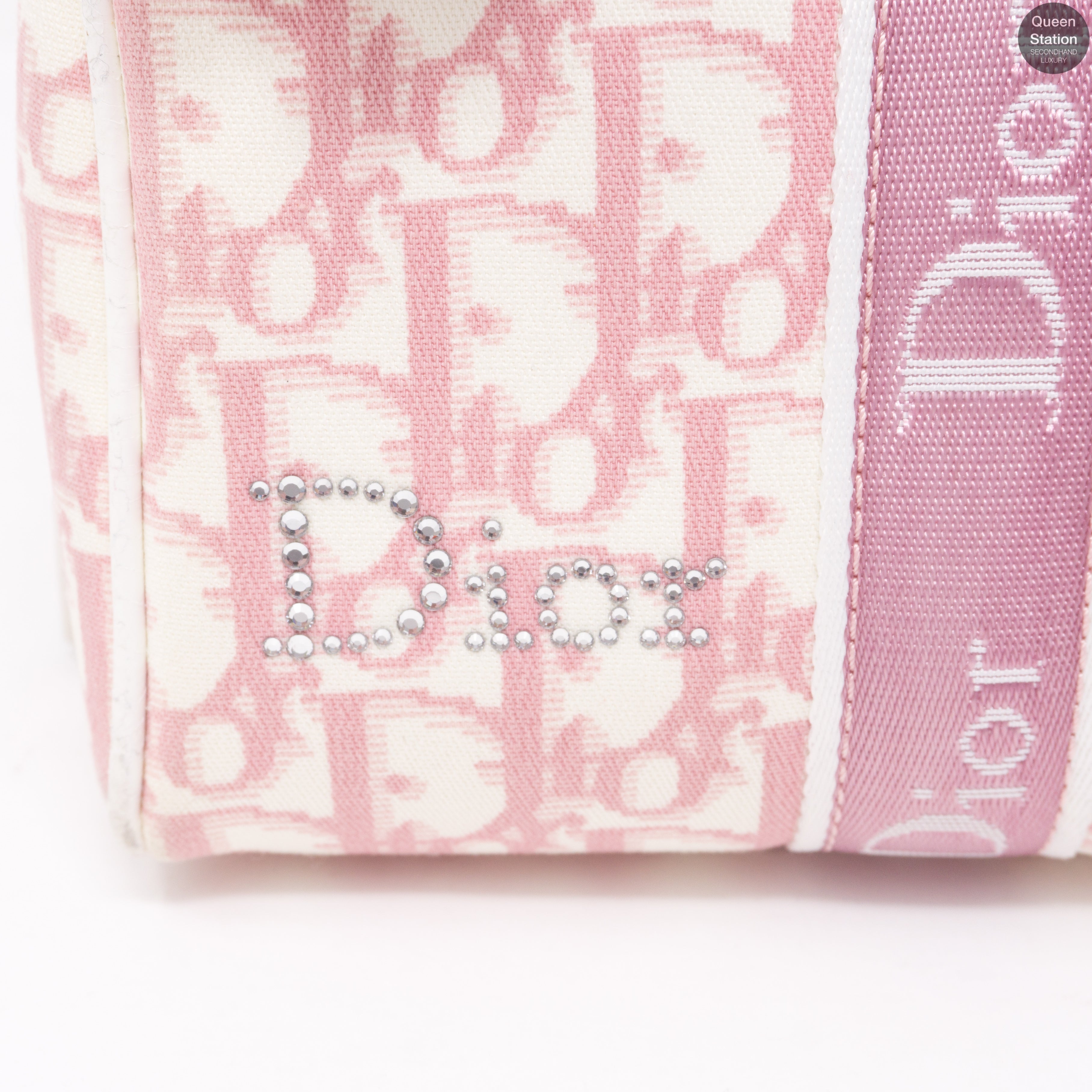 Pink Canvas Girly Flowers Boston Bag