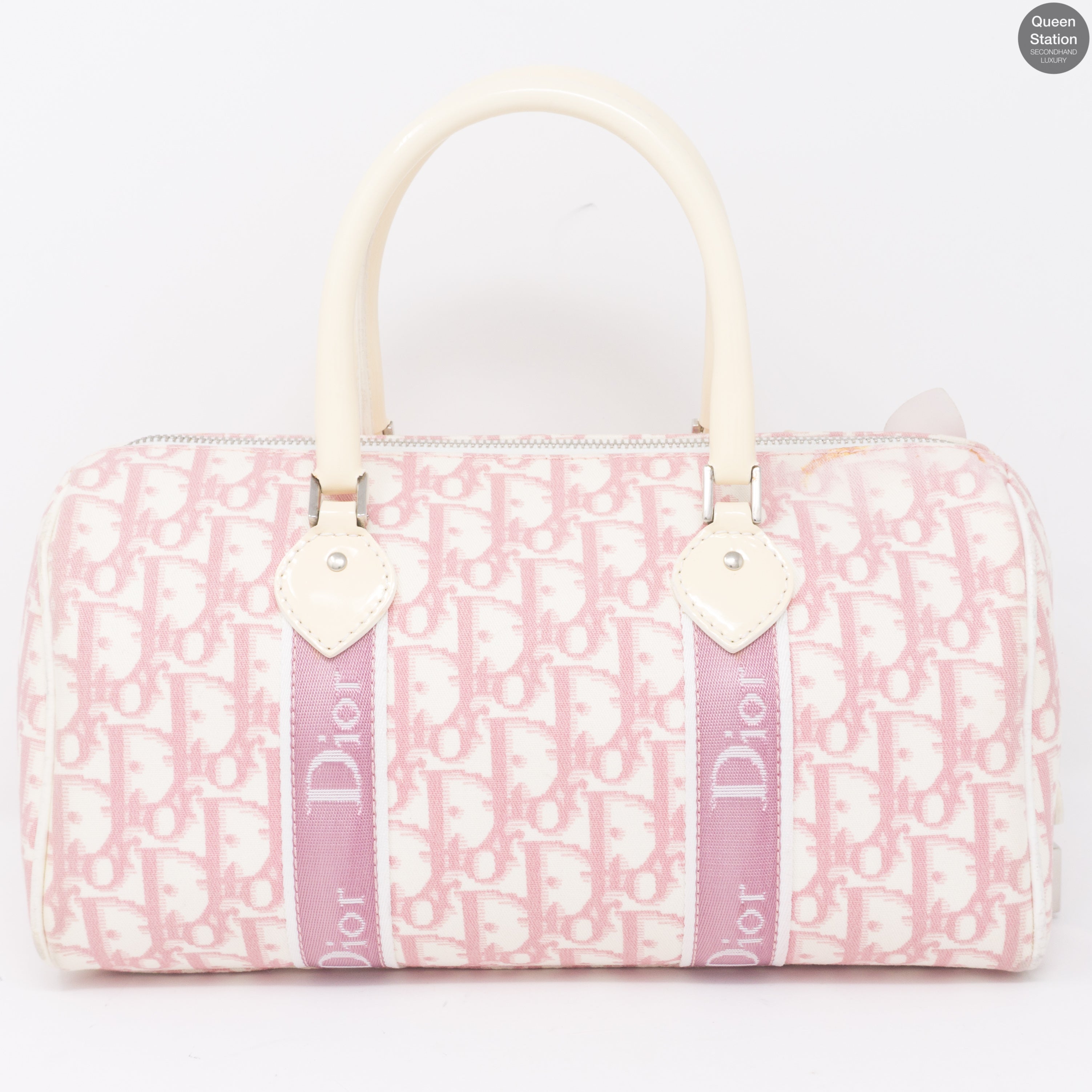 Pink Canvas Girly Flowers Boston Bag