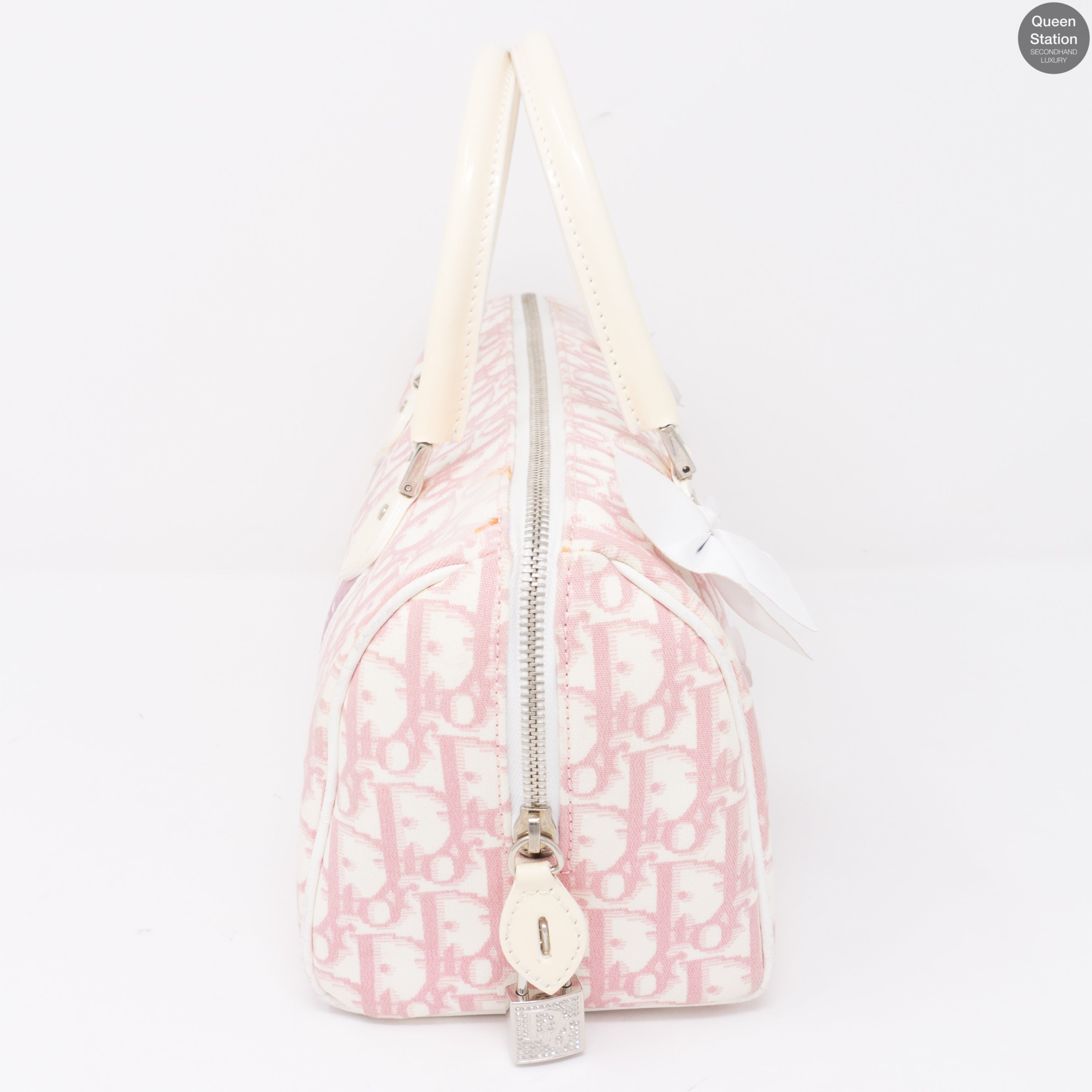 Pink Canvas Girly Flowers Boston Bag