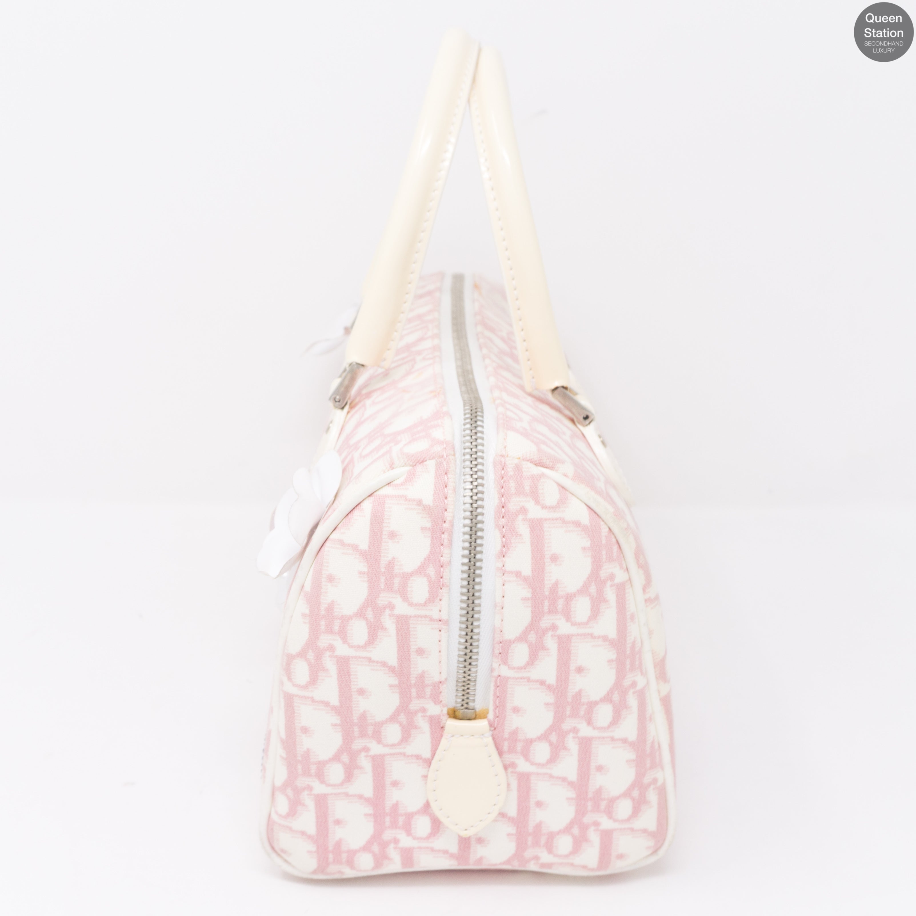 Pink Canvas Girly Flowers Boston Bag