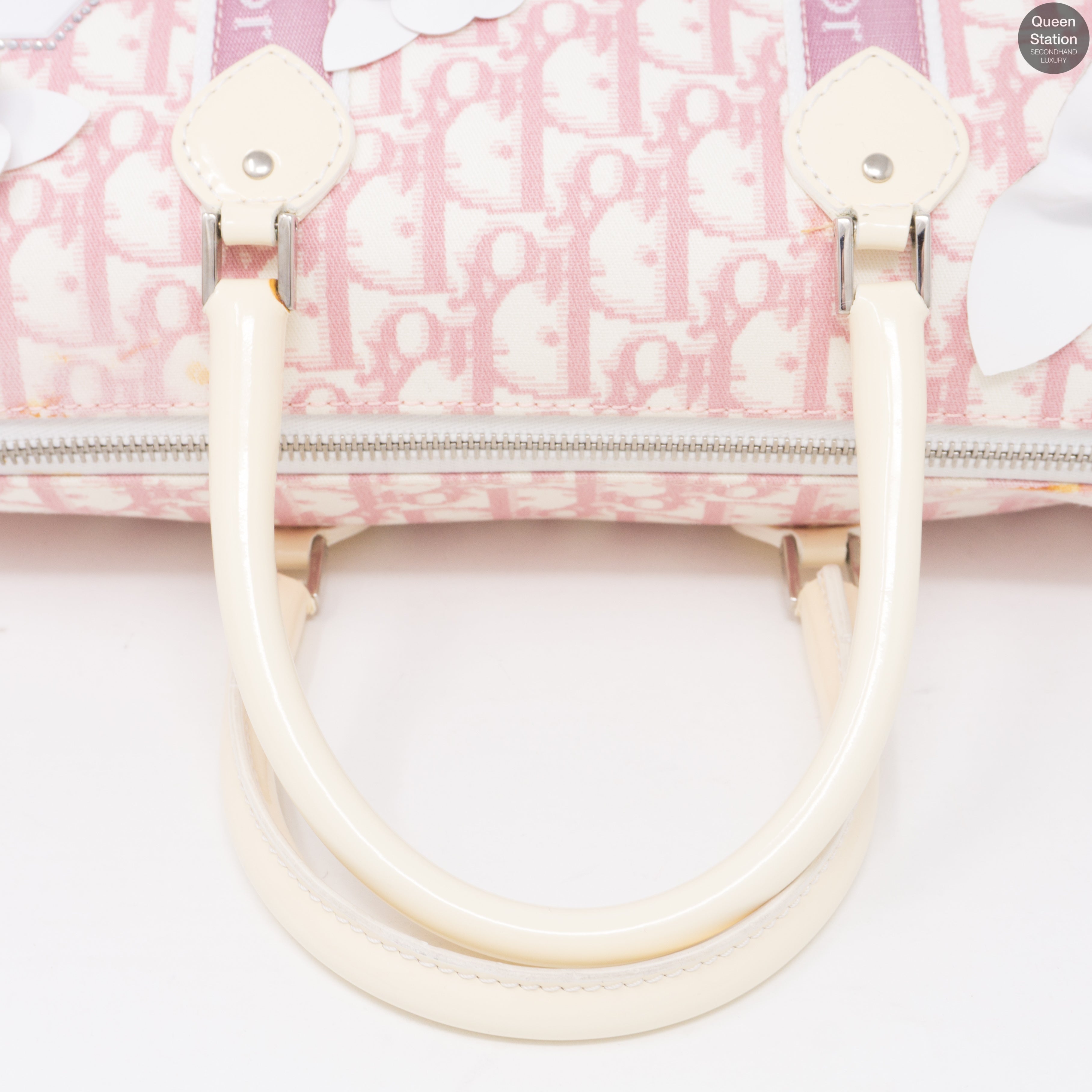 Pink Canvas Girly Flowers Boston Bag
