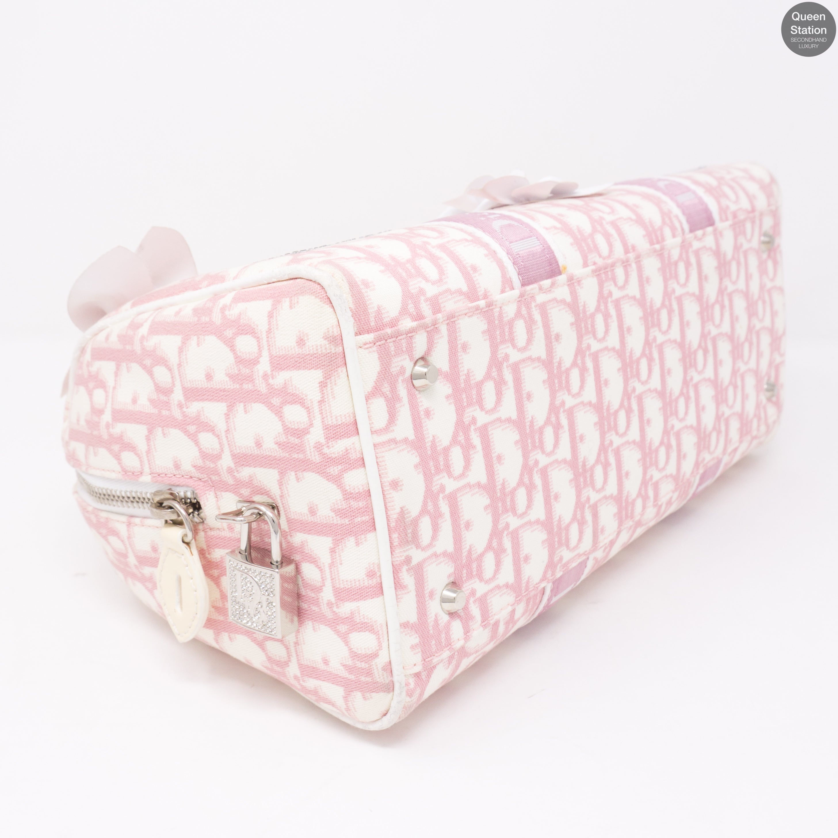Pink Canvas Girly Flowers Boston Bag
