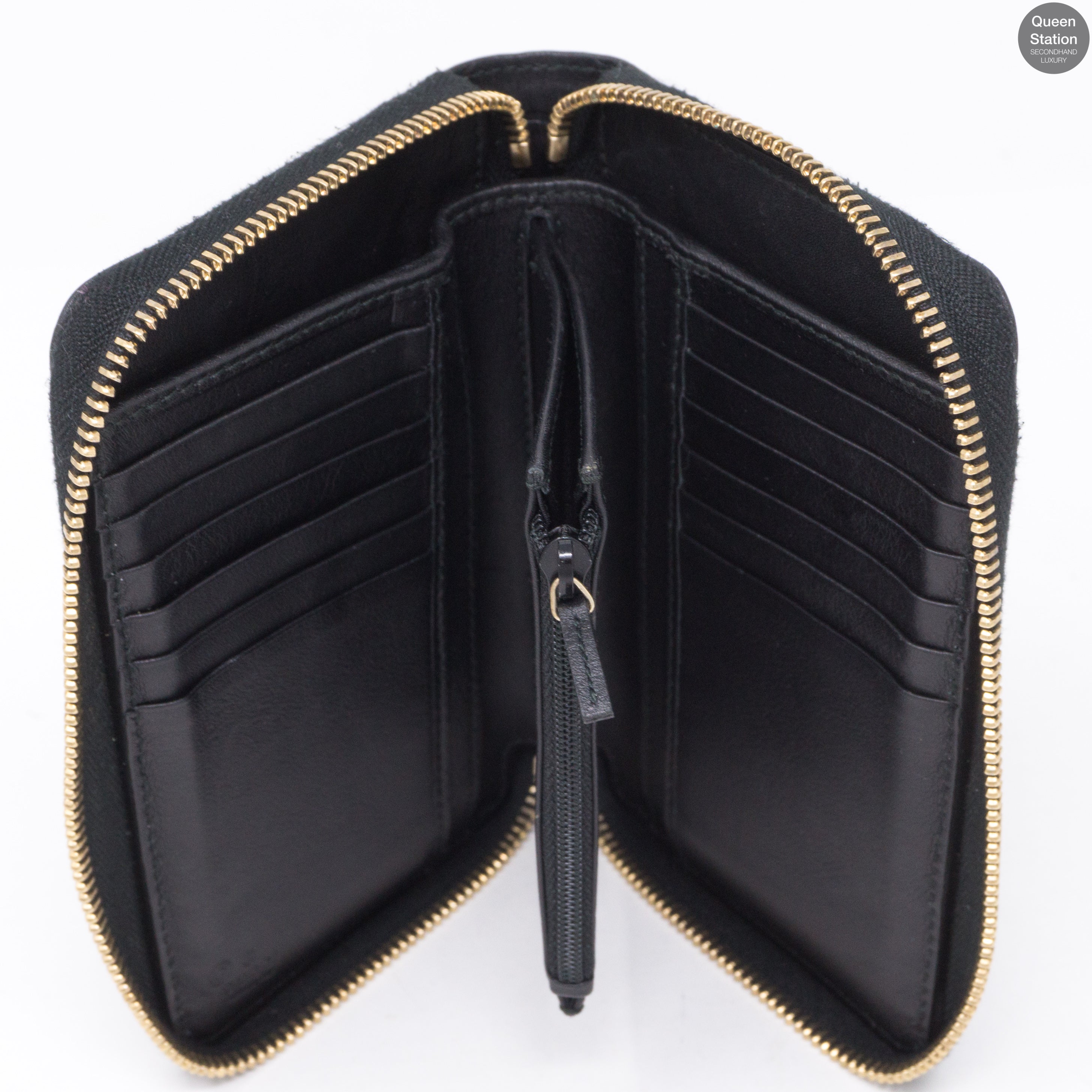 Zip Around Coin Wallet Black Leather