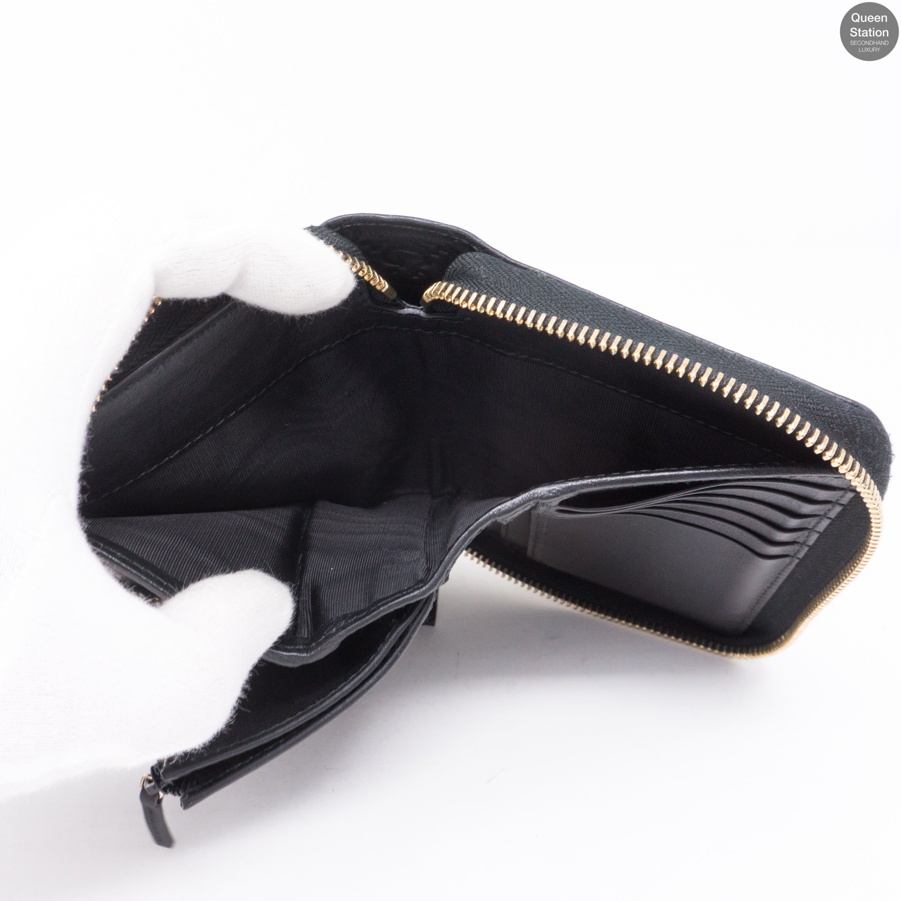 Zip Around Coin Wallet Black Leather