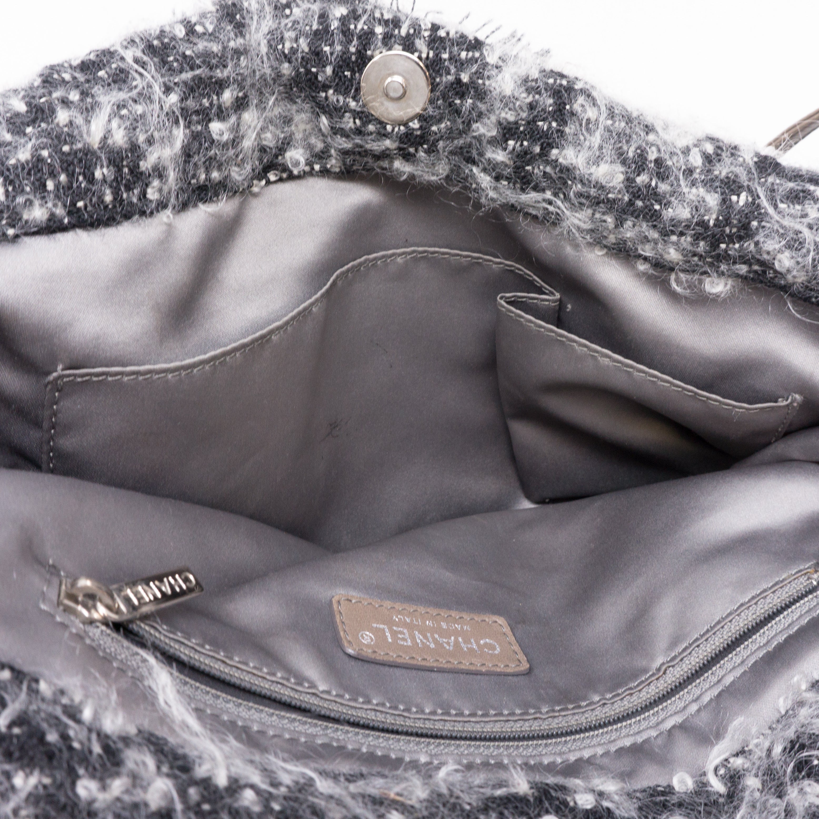 CC Leather And Tweed Chain Tote Bag