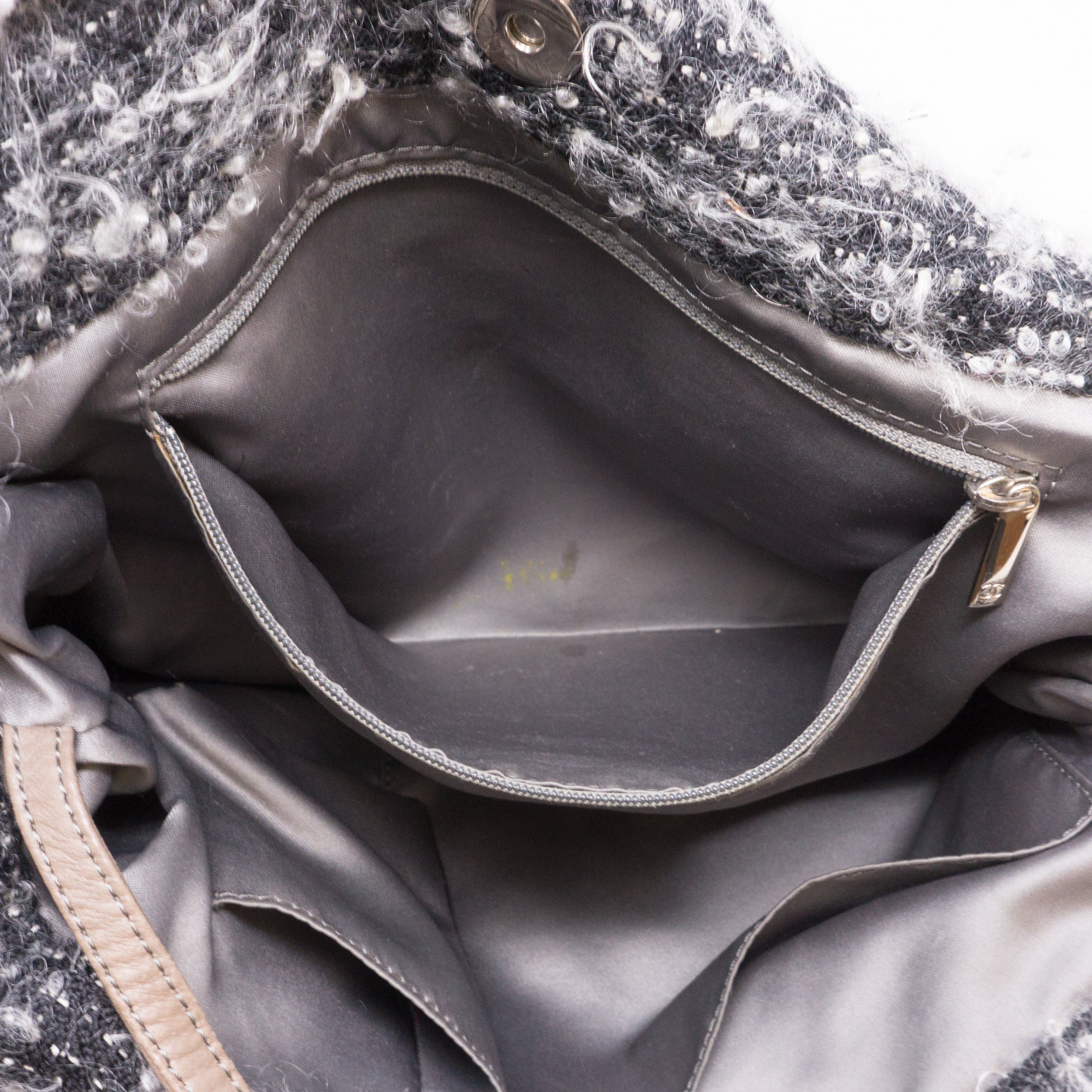 CC Leather And Tweed Chain Tote Bag