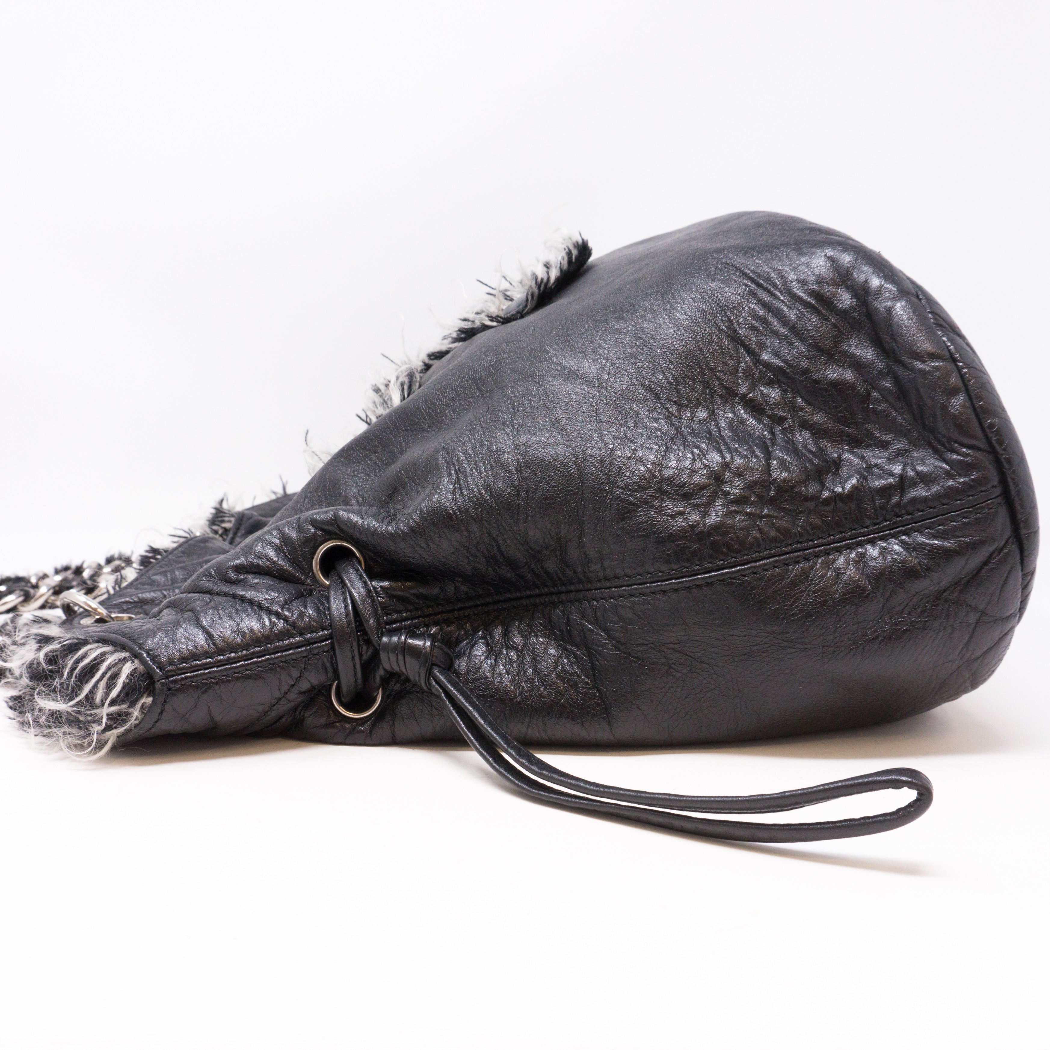 CC Leather And Tweed Chain Tote Bag